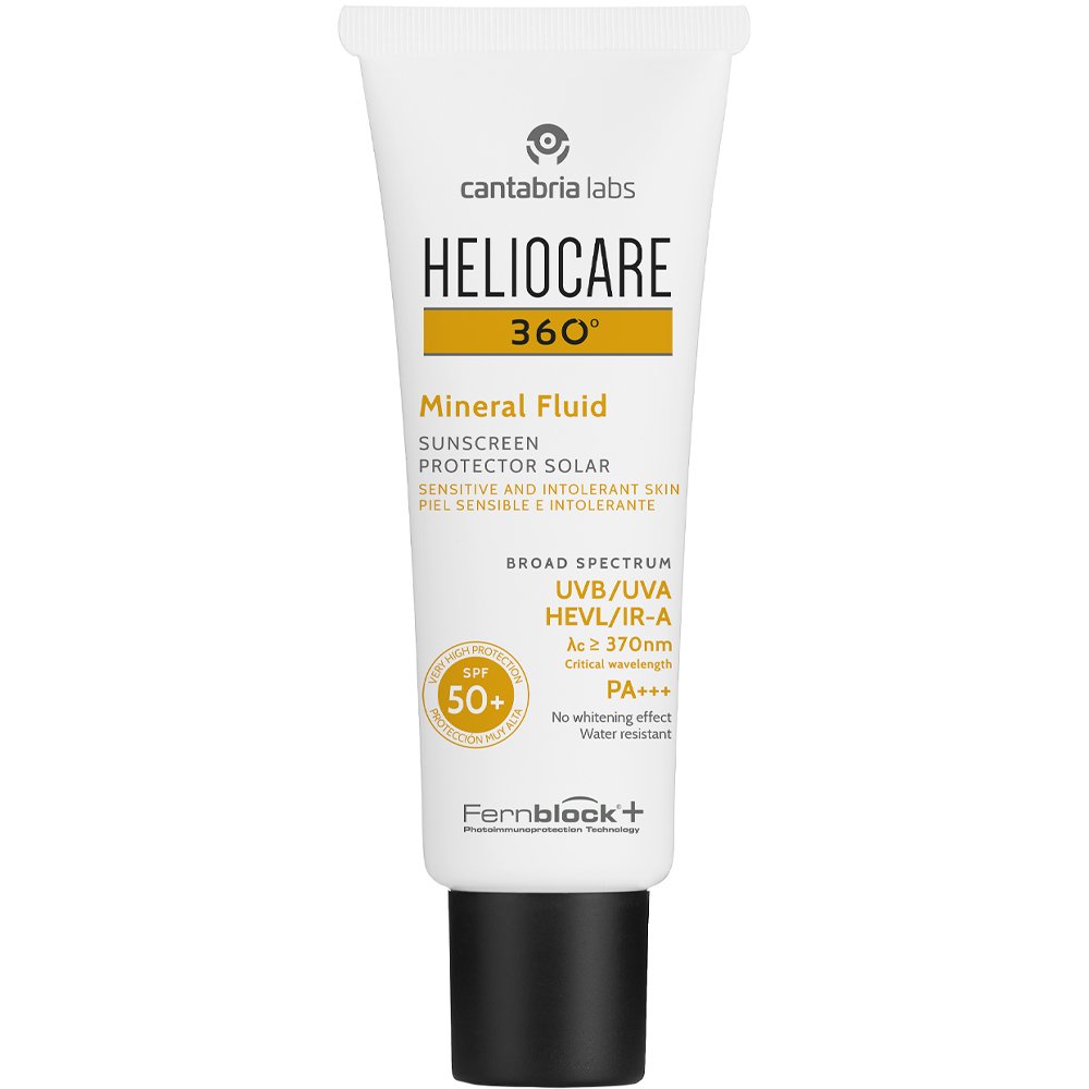 Heliocare 360 Mineral Fluid Spf50+ Protector Solar Sunscreen Αντηλιακό Προσώπου Πολύ Υψηλής Προστασίας για το Ευαίσθητο Δυσανεκτικό Δέρμα 50ml