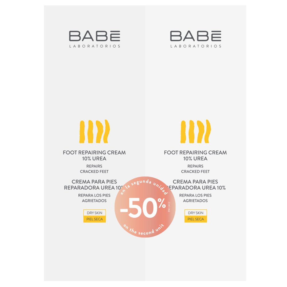 Babe Πακέτο Προσφοράς Foot Repairing Cream 10% Urea Ενυδατική, Επανορθωτική Κρέμα Ποδιών για Άμεση Ανακούφιση στο Ξηρό, Σκασμένο Δέρμα 2x100ml