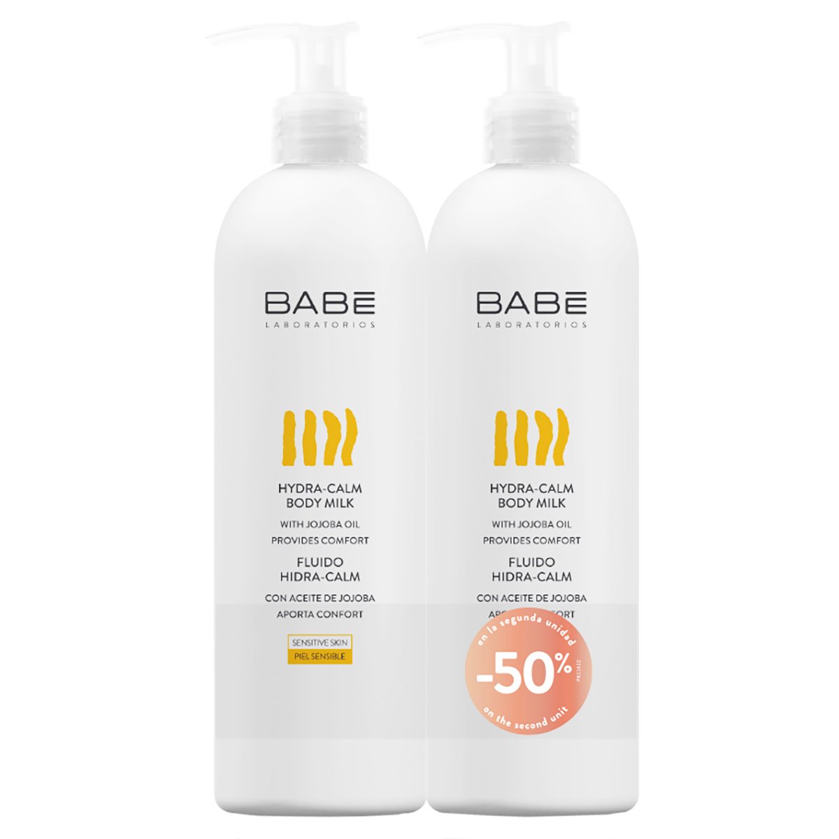 Babe Πακέτο Προσφοράς Body Hydra-Calm Body Milk Απαλό Ενυδατικό Γαλάκτωμα Σώματος Βελούδινης Υφής για Ευαίσθητες Επιδερμίδες 2x500ml -50% στο 2ο Προϊόν