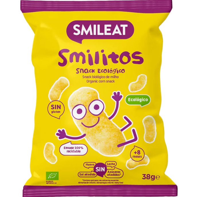 Smileat Organic Smilitos Corn Snack 8m+ Βιολογικό Βρεφικό Σνακ Καλαμποκιού Χωρίς Γλουτένη από τον 8ο Μήνα 38g