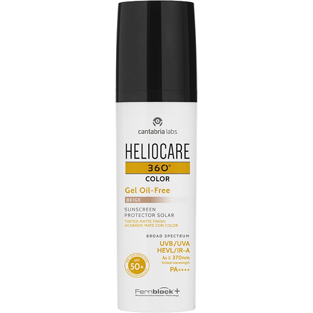 Heliocare 360 Oil Free Spf50+ Color Beige Tinted Matte Finish Sunscreen Gel Αντηλιακό Προσώπου Πολύ Υψηλής Προστασίας με Χρώμα & Ματ Φινίρισμα 50ml