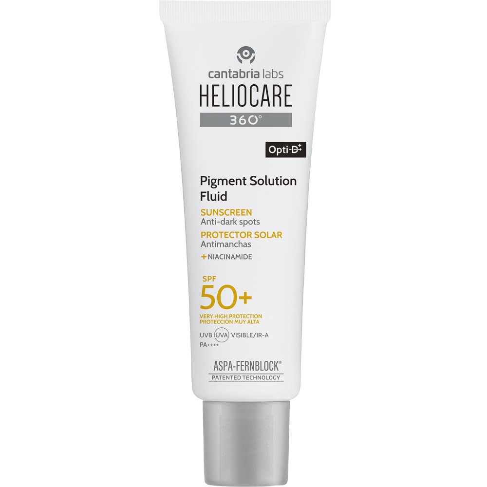 Heliocare 360 Pigment Solution Spf50+ Fluid Sunscreen Αντηλιακό Προσώπου Πολύ Υψηλής Προστασίας που Προστατεύει, Προλαμβάνει & Διορθώνει τις Δυσχρωμίες 50ml