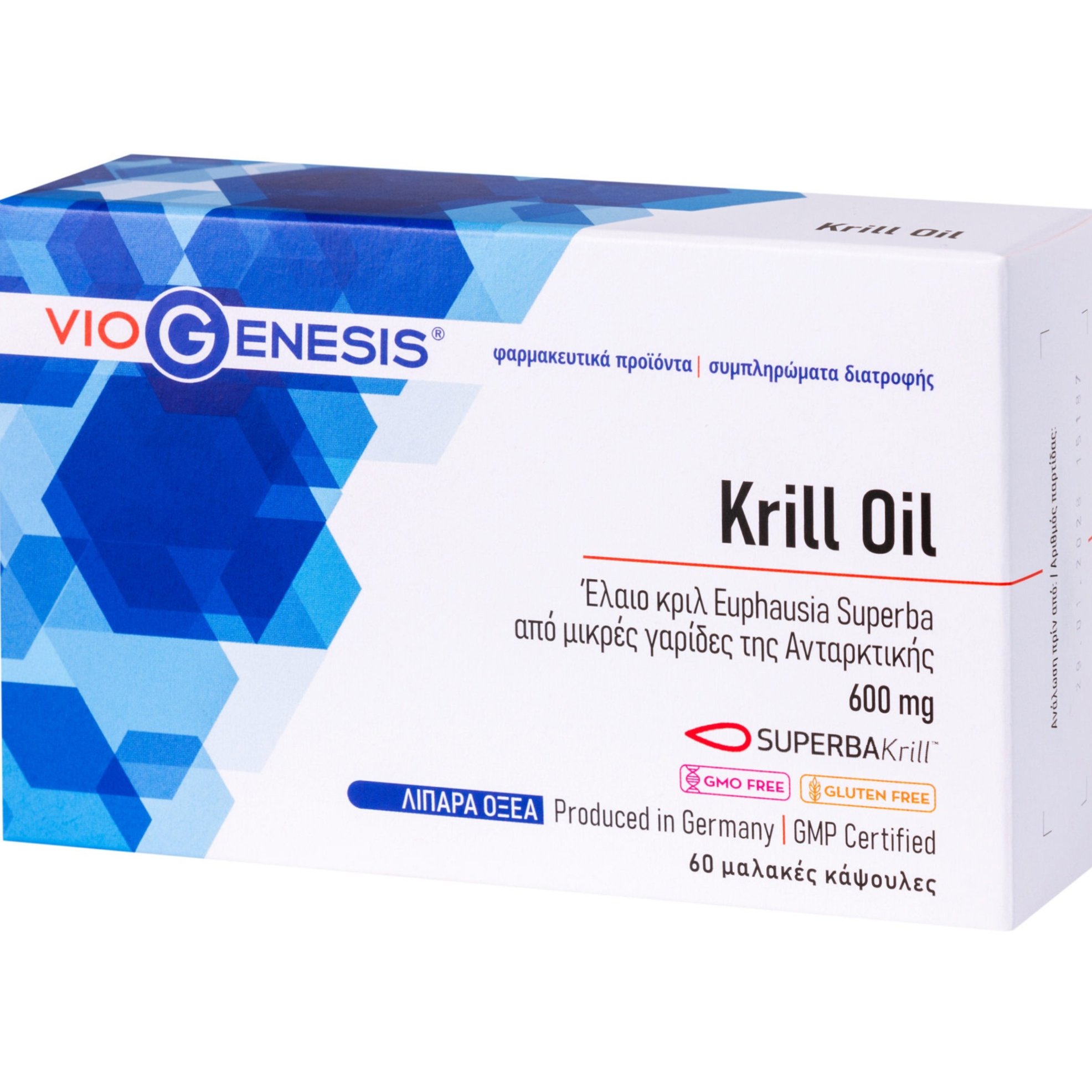 Viogenesis Viogenesis Krill Oil 600mg Συμπλήρωμα Διατροφής με Έλαιο Κριλ Πλούσιο σε Ωμέγα Λιπαρά Οξέα για την Καλή Λειτουργία της Καρδιάς, της Όρασης & του Εγκεφάλου 60 Softgels