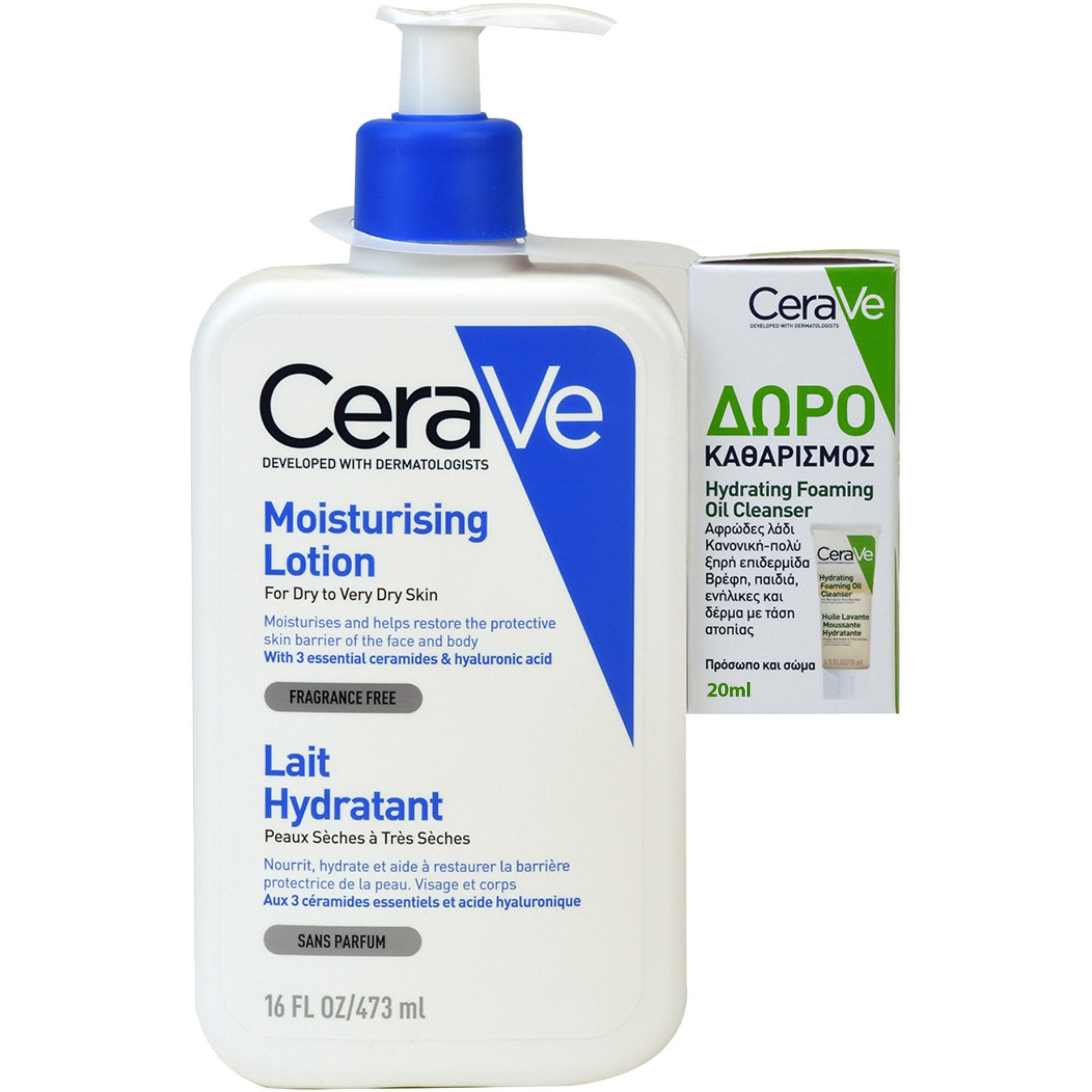 Cerave CeraVe Promo Moisturising Face & Body Lotion for Dry to Very Dry Skin 473ml & Δώρο Hydrating Foaming Oil Cleanser 20ml