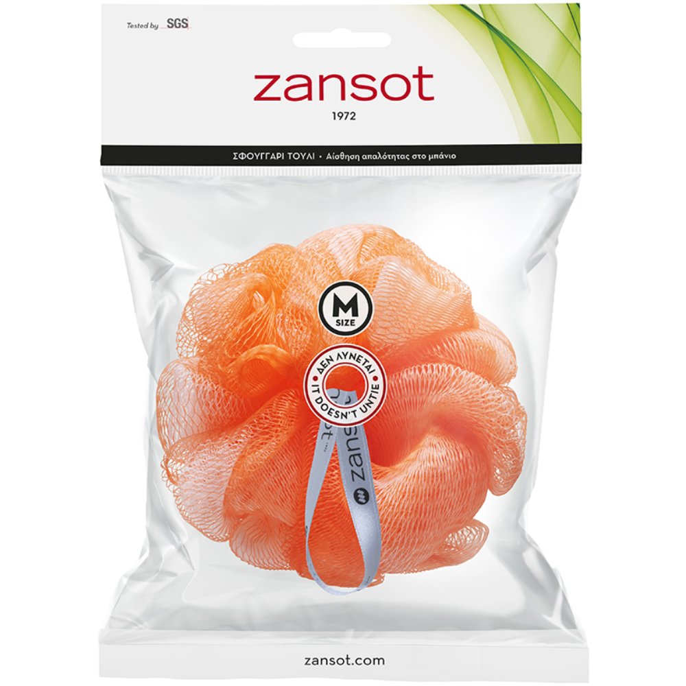 Zansot Zansot Mesh Sponge Medium Σφουγγάρι Τούλι για Αίσθηση Απαλότητας & Αναζωογόνησης 1 Τεμάχιο - Πορτοκαλί