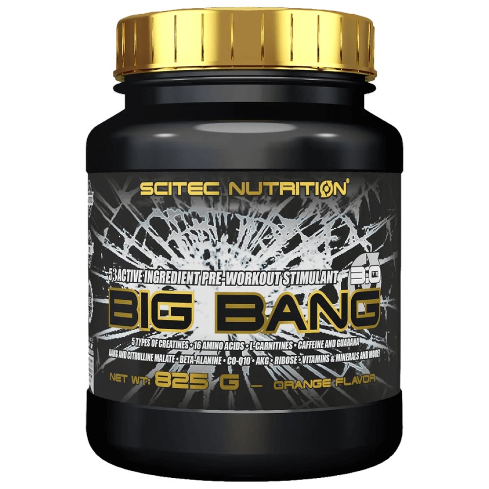 Scitec Nutrition Scitec Nutrition Big Bang Pre-Workout Stimulant 3.0 Συμπλήρωμα Διατροφής με 53 Ενεργά Συστατικά, Κατάλληλο για Ενίσχυση Πριν από Έντονη Σωματική Δραστηριότητα 825g - Orange