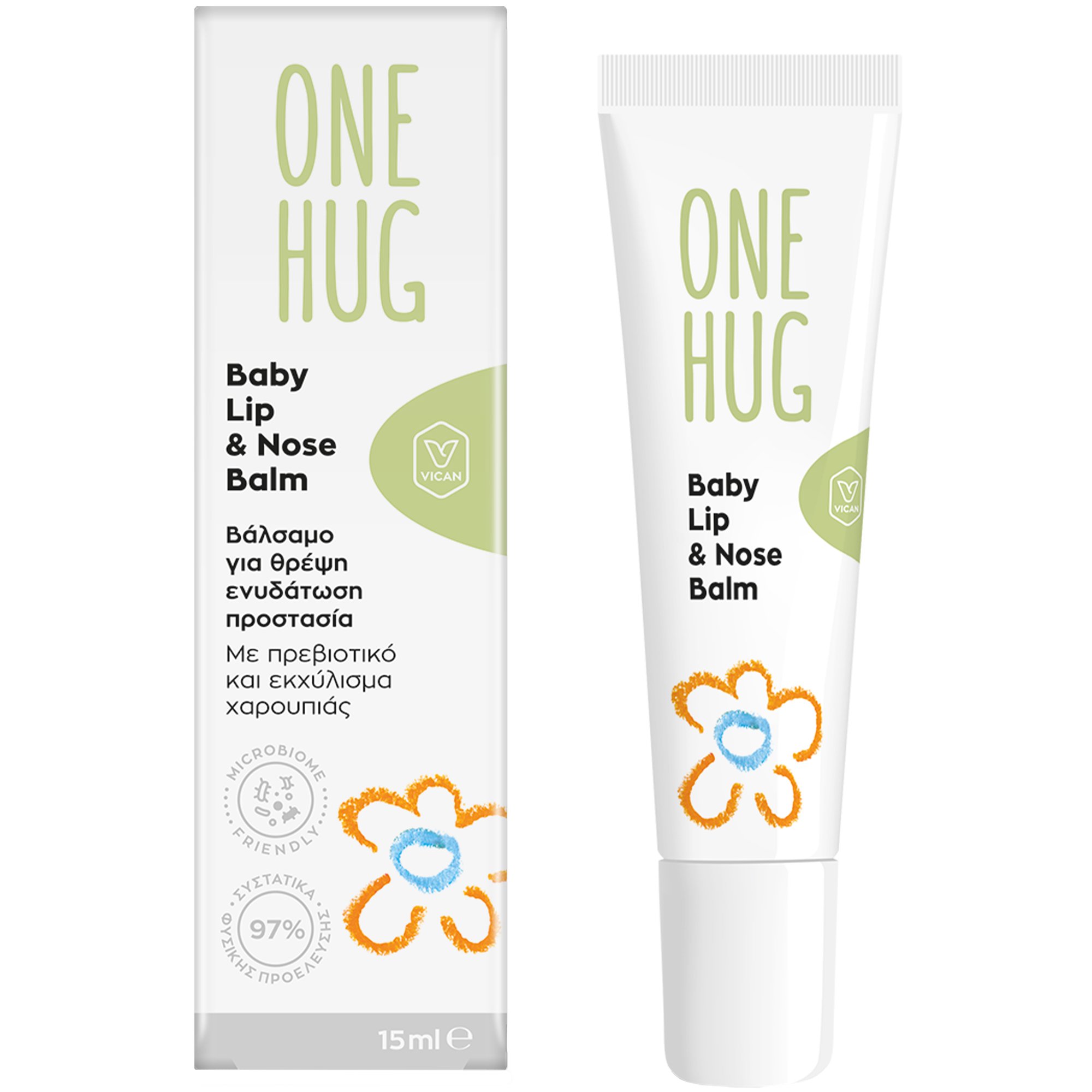 One Hug One Hug Baby Lip & Nose Balm Βρεφικό Βάλσαμο Χειλιών - Μύτης για Θρέψη & Ενυδάτωση 15ml