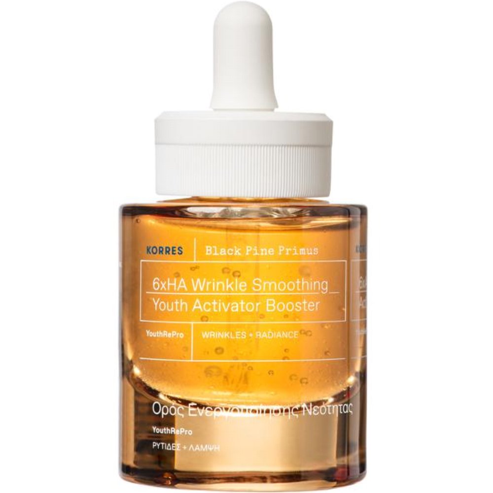 Korres Korres Black Pine Primus 6xHA Wrinkle Smoothing Youth Activator Booster Ορός Προσώπου για Λείανση των Λεπτών Γραμμών - Ρυτίδων, Κατάλληλος για Όλους τους Τύπους Επιδερμίδας 30ml