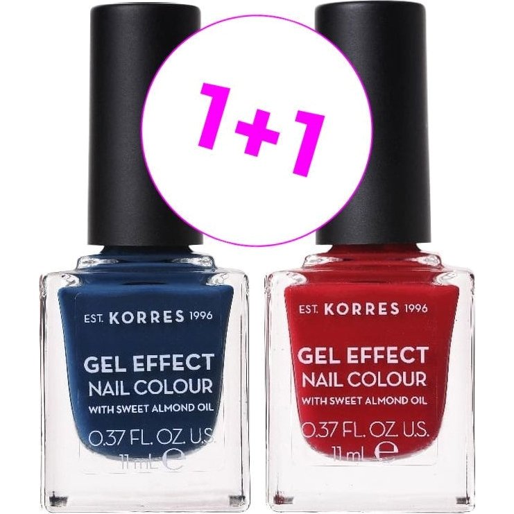 Korres Gel Effect Nail Colour No.84 Indigo Blue & No.56 Celebration Red