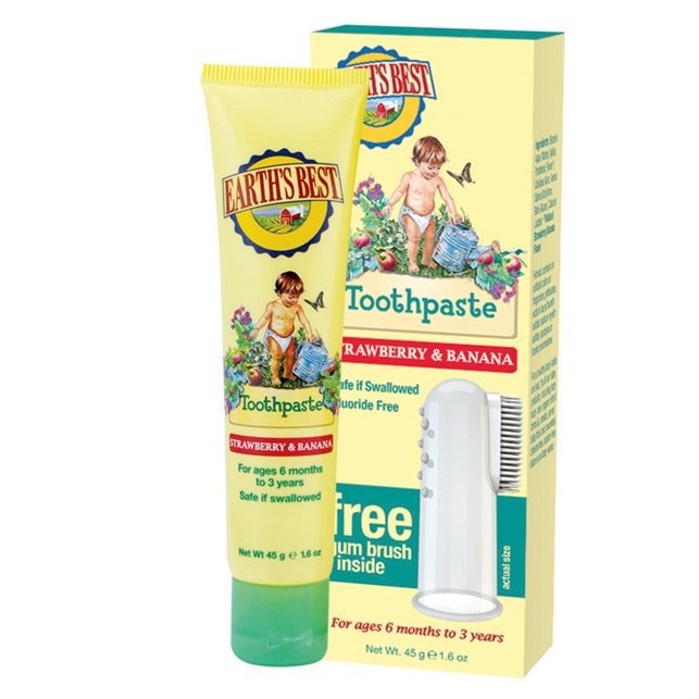 Earth’s Best Toothpaste Strawberry & Banana Βρεφική Οδοντόπαστα με Φυσική Φράουλα & Μπανάνα για Ηλικίες από 6 Μηνών και Πάνω 45g