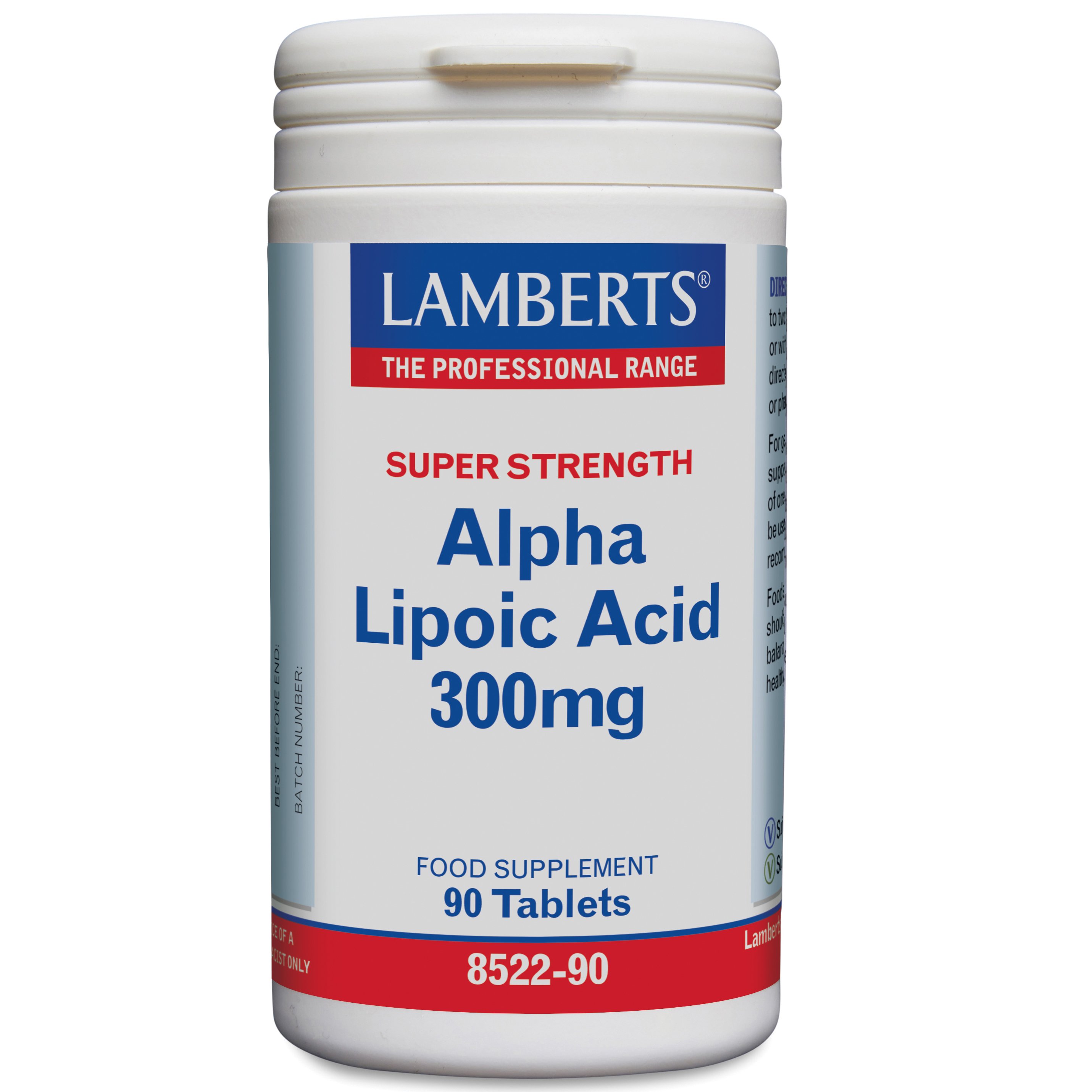 Lamberts Alpha Lipoic Acid Συμπλήρωμα Διατροφής Αντιοξειδωτικής Δράσης με Ρόλο στην Παραγωγή Ενέργειας 300mg 90tabs