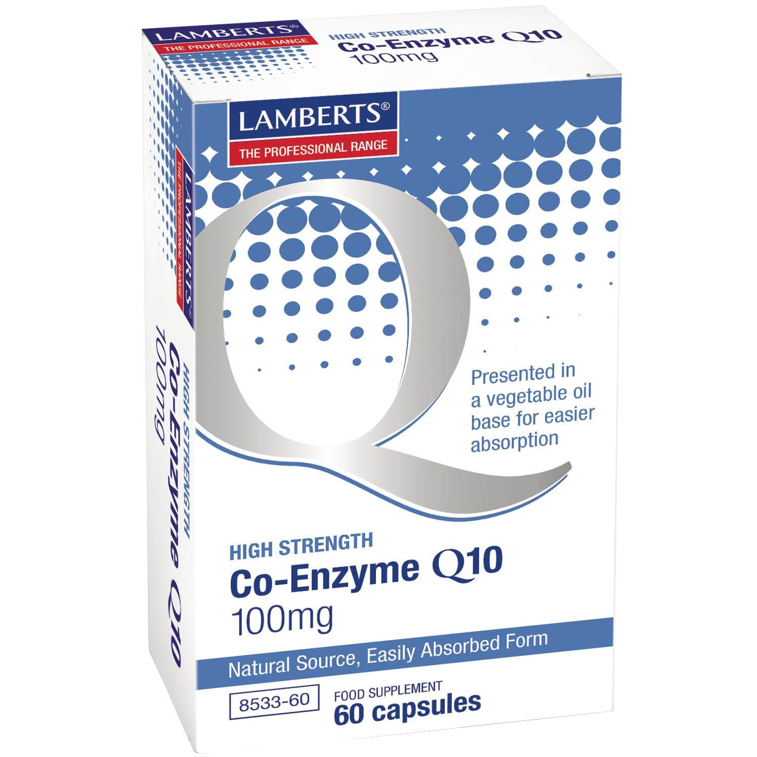 Lamberts Co-Enzyme Q10 Συμπλήρωμα Διατροφής για την Παραγωγή Ενέργειας από τα Θρεπτικά Συστατικά της Τροφής 100mg – 60 tabs
