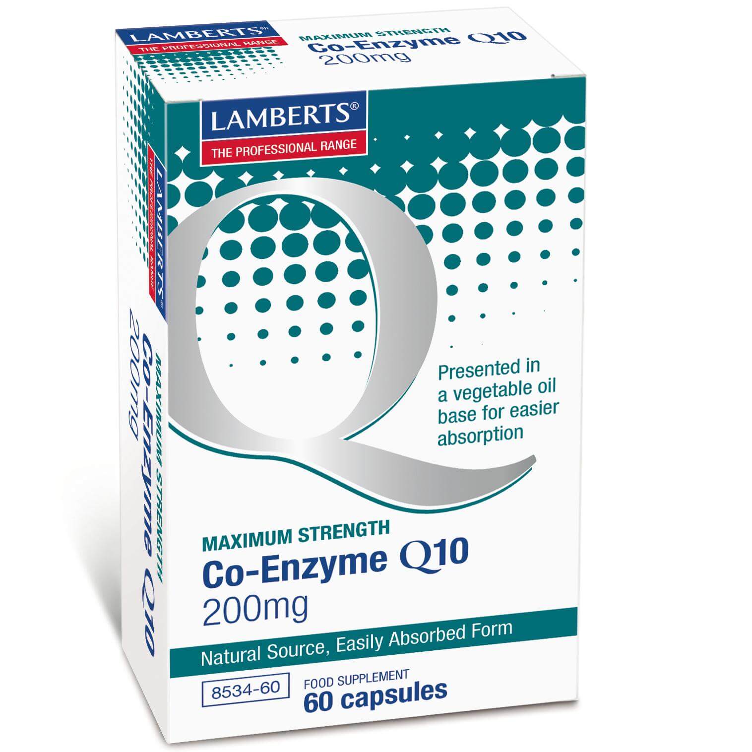 Lamberts Co-Enzyme Q10 Συμπλήρωμα Διατροφής με Ευεργετικές Ιδιότητες για την Καρδιά και το Ανοσοποιητικό Σύστημα 200mg 60Caps