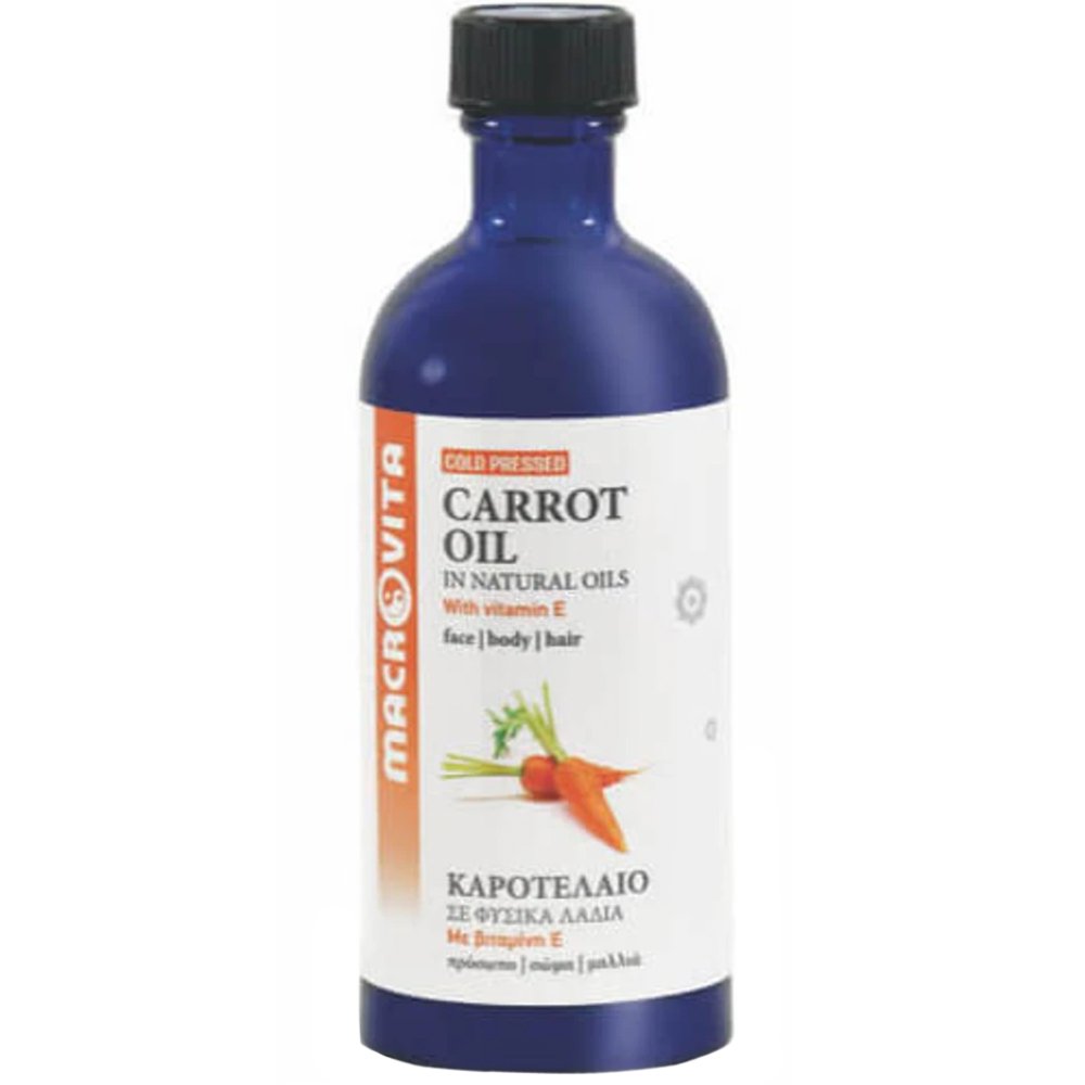 Macrovita Carrot With Vitamin E Face, Body & Hair Oil Καροτέλαιο σε Φυσικά Λάδια με Βιταμίνη Ε για Πρόσωπο, Σώμα & Μαλλιά για Ενυδάτωση 100ml