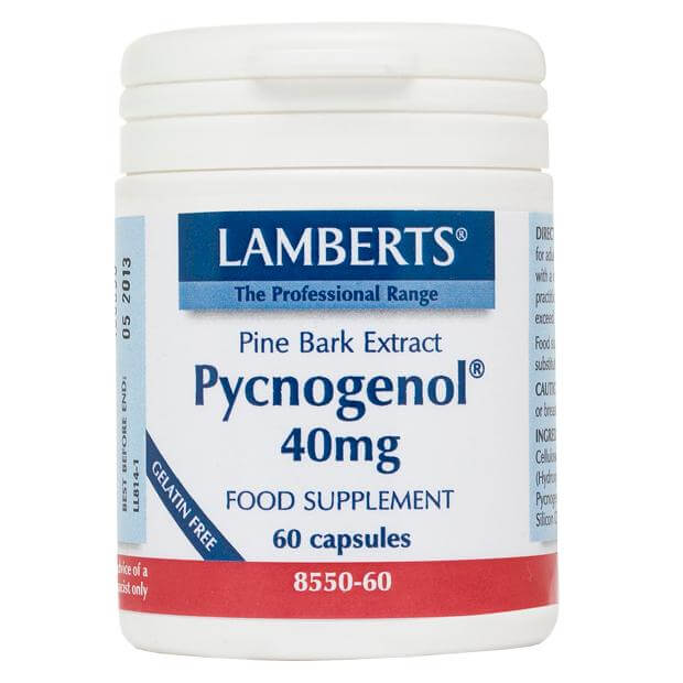 Lamberts Pycnogenol 40mg Συμπλήρωμα Διατροφής με Εκχύλισμα από το Φλοιό του Πεύκου Maritime 60caps
