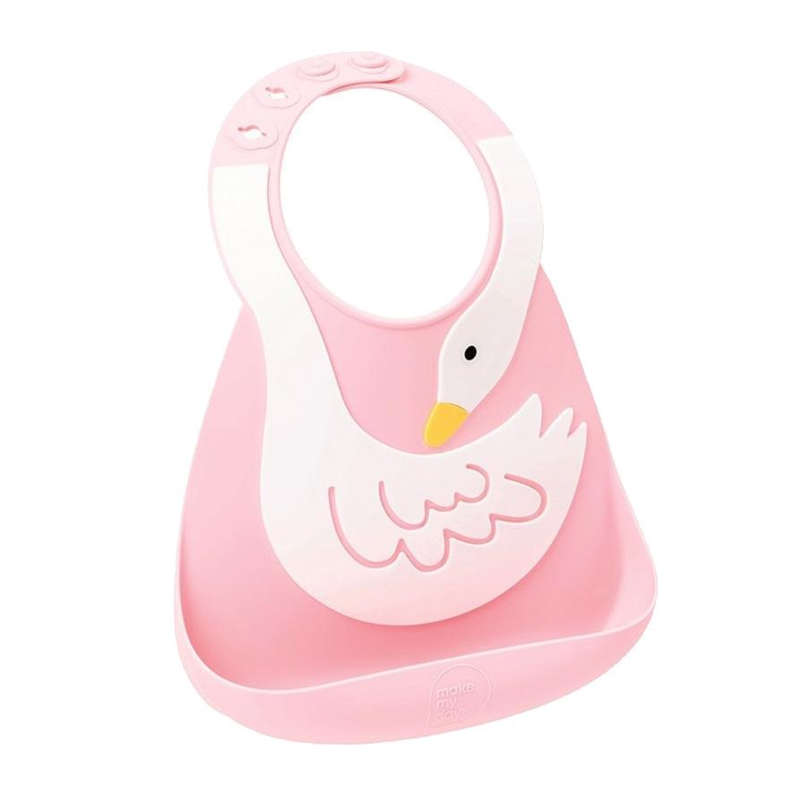 MakeMyDay Baby Bib Κωδ 70124 Σαλιάρα Σιλικόνης για Ηλικίες από 6 Μηνών 1 Τεμάχιο - Swan