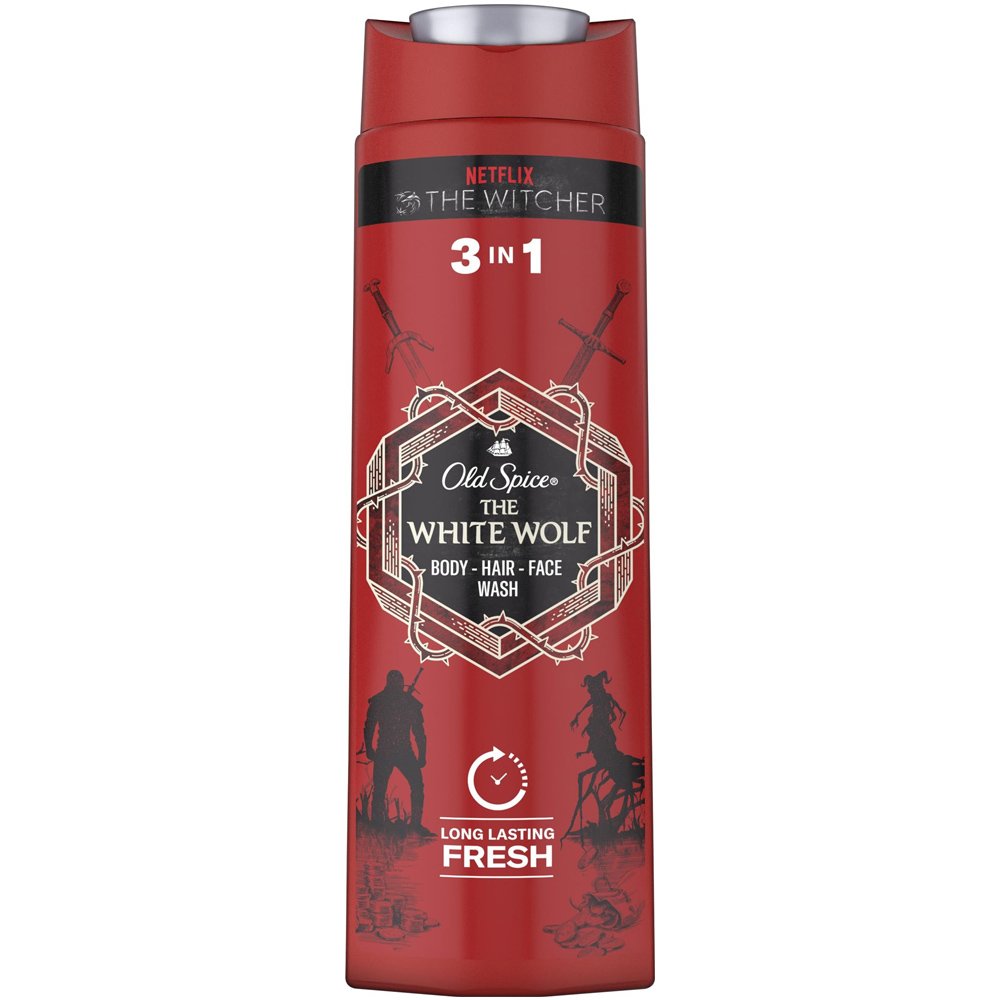 Old Spice The White Wolf, The Witcher Limited Edition, 3in1 Shower Gel Ανδρικό Σαμπουάν – Αφρόλουτρο για Πρόσωπο, Σώμα, Μαλλιά με Άρωμα Γκρέιπφρουτ, Σαγκουίνι & Νότες Musk 400ml