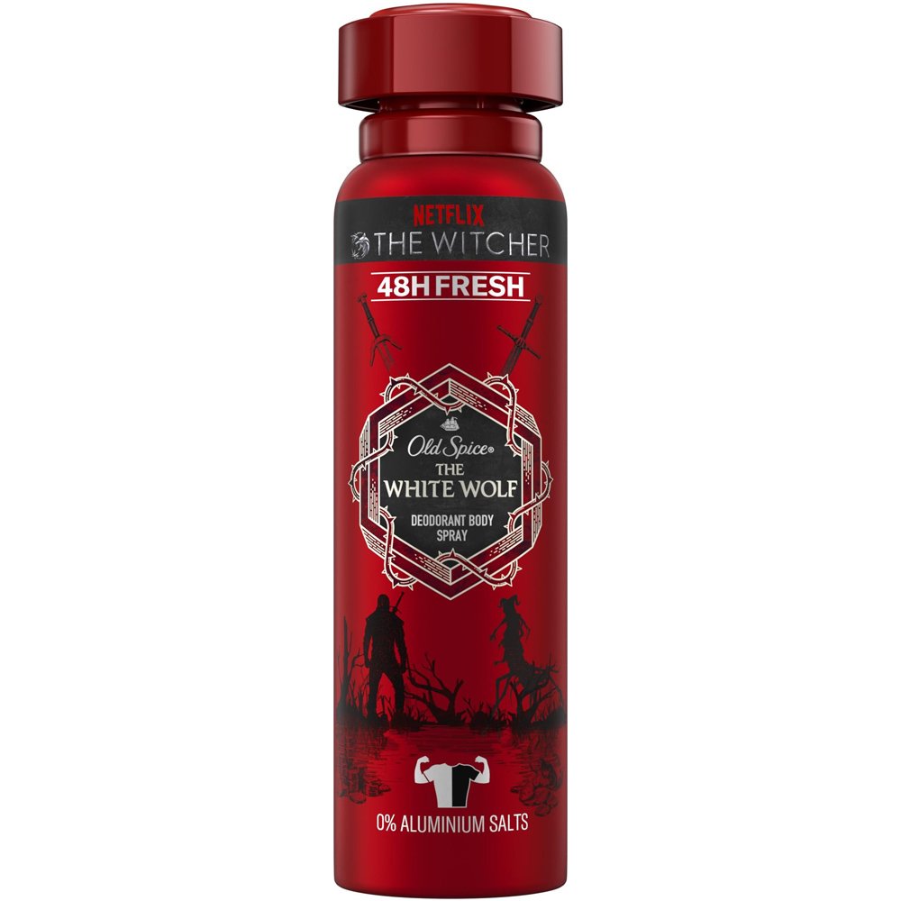 Old Spice The White Wolf, The Witcher Limited Edition, 48h Deodorant Body Spray Αποσμητικό Spray Σώματος για Άνδρες με Άρωμα Γκρέιπφρουτ, Σαγκουίνι & Νότες Musk 150ml