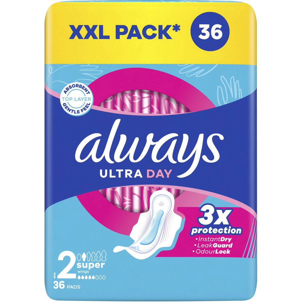 Always Ultra Day Super Size 2 Σερβιέτες με Φτερά για Προστασία που Διαρκεί 36 Τεμάχια