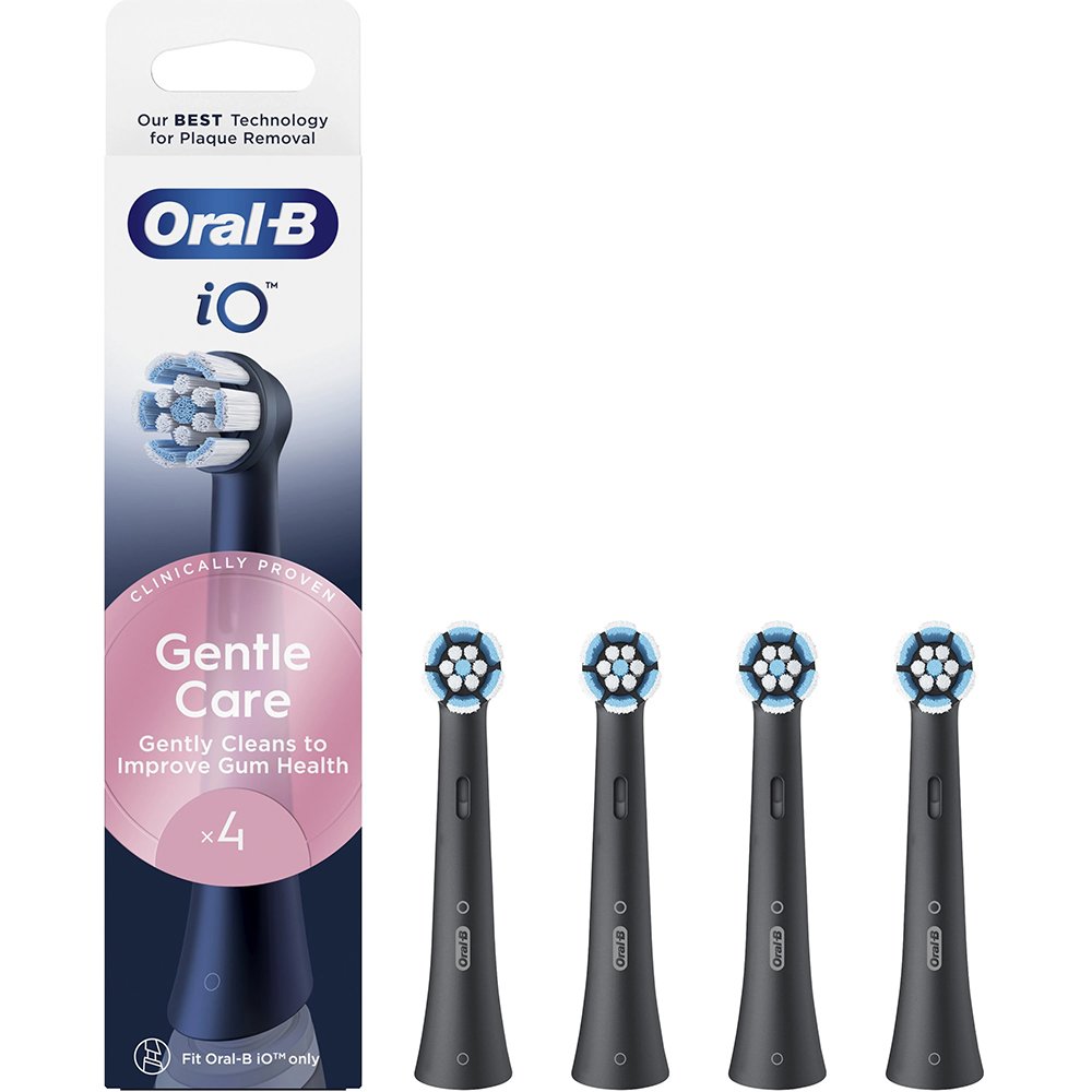 Oral-B Oral-B iO Gentle Care Brush Heads Black Ανταλλακτικές Κεφαλές Βουρτσίσματος για Απαλό & Επαγγελματικό Καθαρισμό των Ευαίσθητων Δοντιών & Ούλων σε Μαύρο Χρώμα 4 Τεμάχια