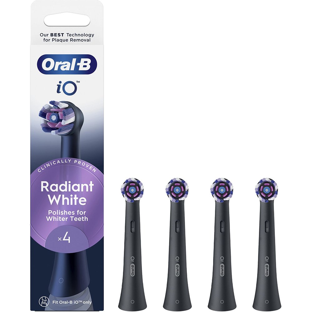 Oral-B Oral-B iO Radiant White Brush Heads Black Ανταλλακτικές Κεφαλές Βουρτσίσματος για Επαγγελματικό Καθαρισμό & Λευκότερα Δόντια σε Μαύρο Χρώμα 4 Τεμάχια