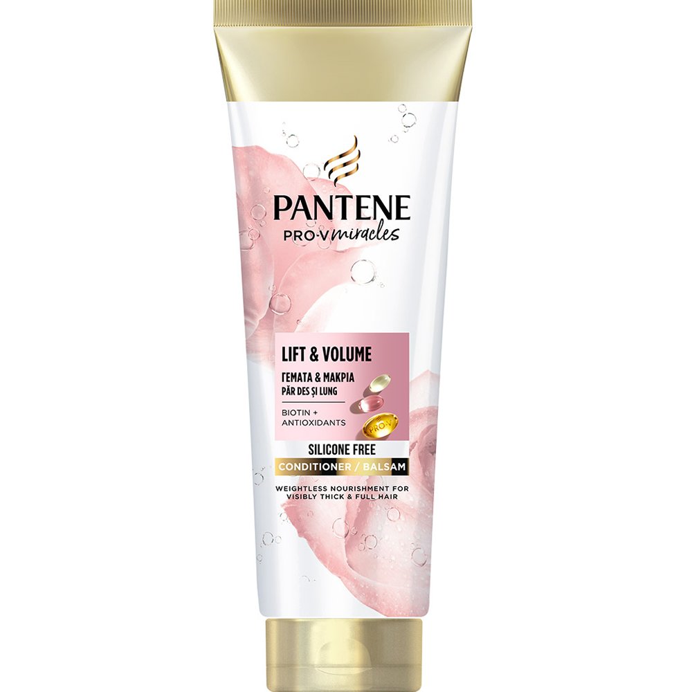 Pantene Pantene Pro-V Miracles Lift & Volume Biotin & Rose Water Hair Conditioner Μαλακτική Κρέμα Μαλλιών Χωρίς Σιλικόνη Με Βιοτίνη & Ροδόνερο 200ml