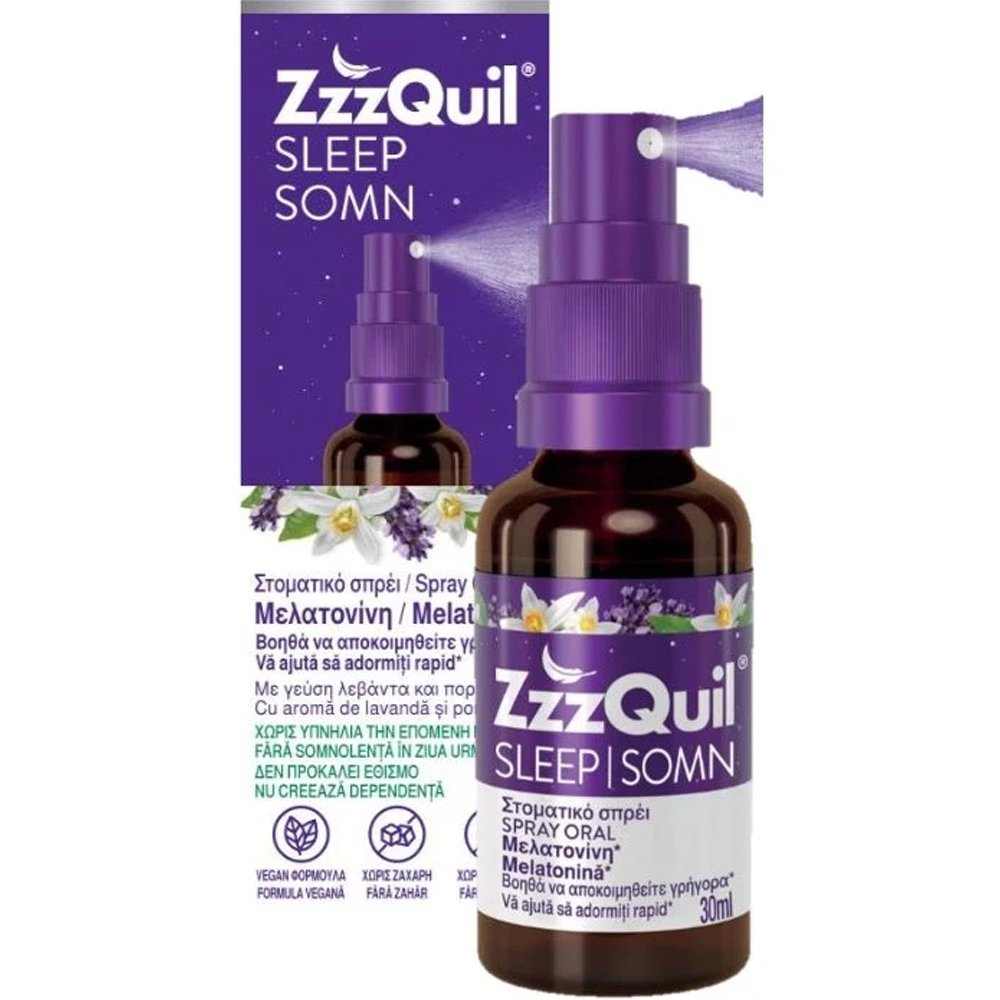 ZzzQuil ZzzQuil Sleep Melatonin Oral Spray Συμπλήρωμα Διατροφής Μελατονίνης σε Μορφή Spray για Γρηγορότερο & Ποιοτικότερο Ύπνο με Γεύση Λεβάντα & Πορτοκάλι 30ml