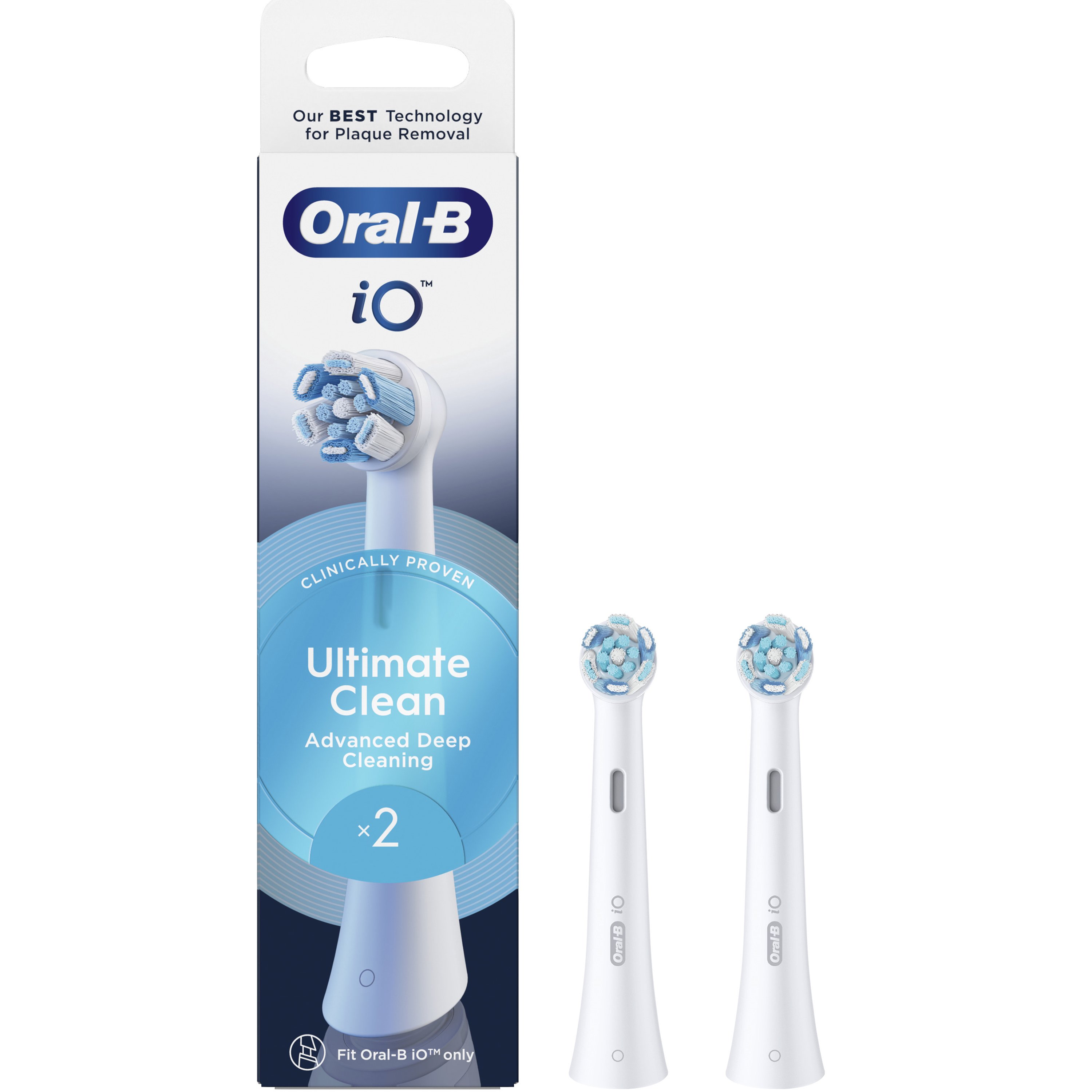 Oral-B Oral-B iO Ultimate Clean Brush Heads Ανταλλακτικές Κεφαλές Βουρτσίσματος για Βαθύ & Επαγγελματικό Καθαρισμό των Δοντιών σε Λευκό Χρώμα 2 Τεμάχια - White