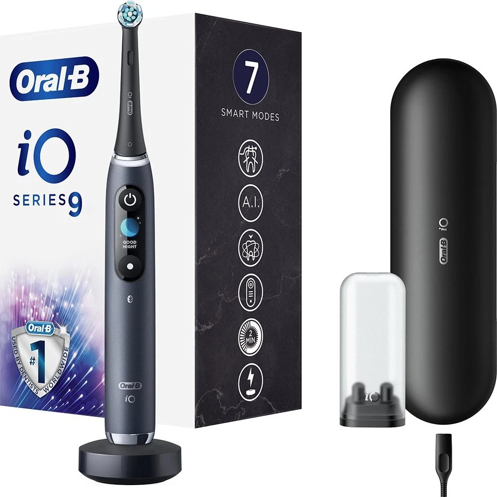 Oral-B Oral-B iO Series 9 Electric Toothbrush Magnetic Black Onyx Ηλεκτρική Οδοντόβουρτσα με 7 Προγράμματα Επαγγελματικού Καθαρισμού, Αθόρυβη Λειτουργία & 3D Teeth Tracking με Α.Ι. σε Μαύρο Χρώμα 1 Τεμάχιο