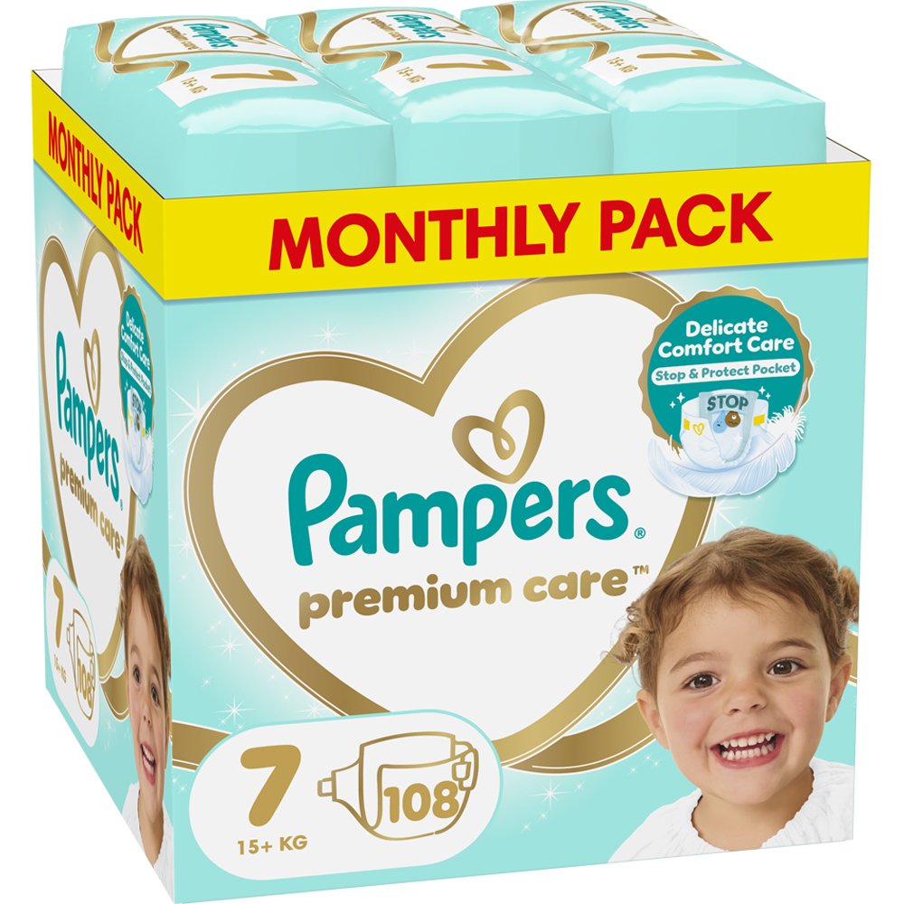 Pampers Pampers Premium Care Monthly Pack Νο7 (15+kg) 108 Τεμάχια (3x36 Τεμάχια)