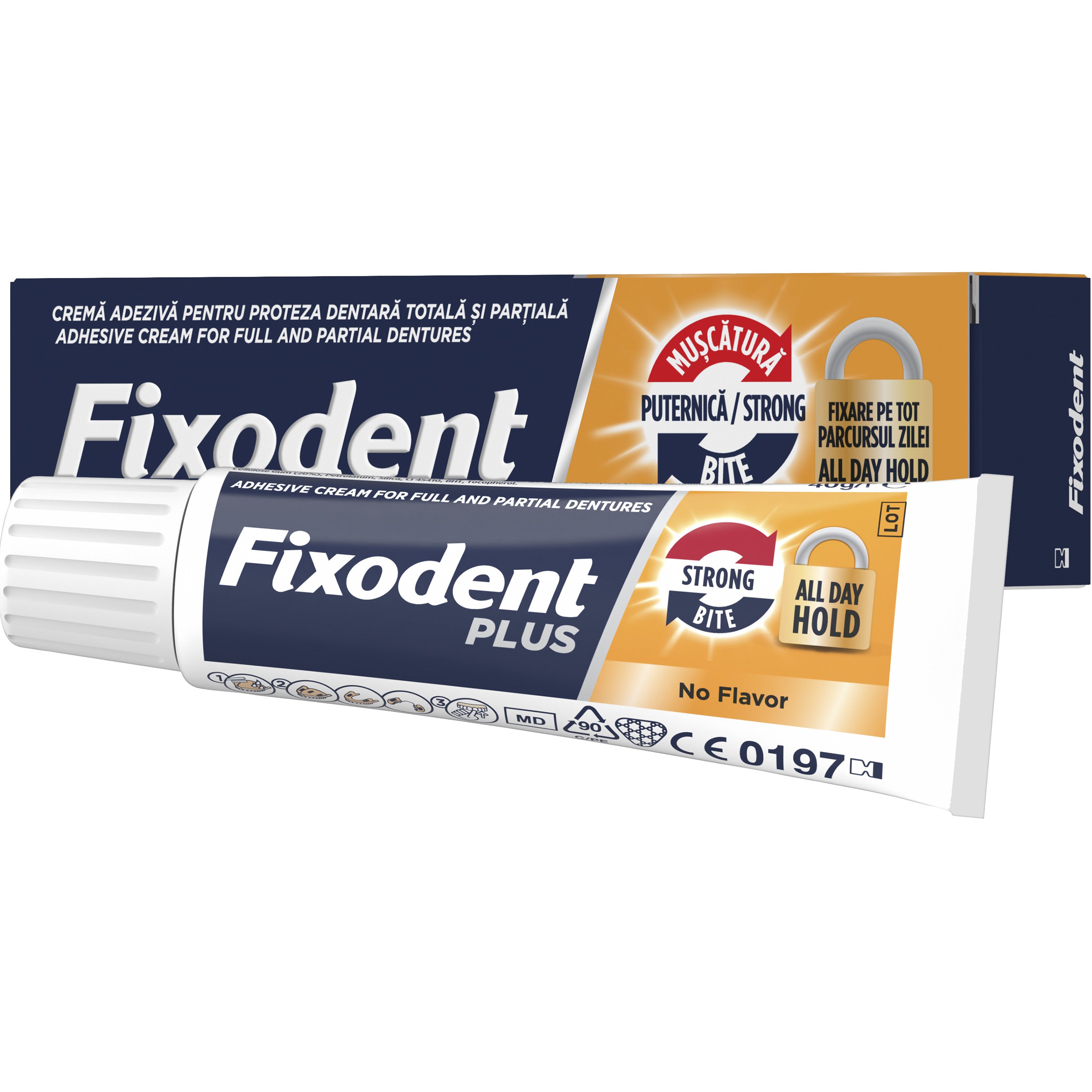 Fixodent Fixodent Plus Strong Bite Στερεωτική Κρέμα με Δυνατό Κράτημα για Ολικές & Μερικές Οδοντοστοιχίες Χωρίς Γεύση 40g