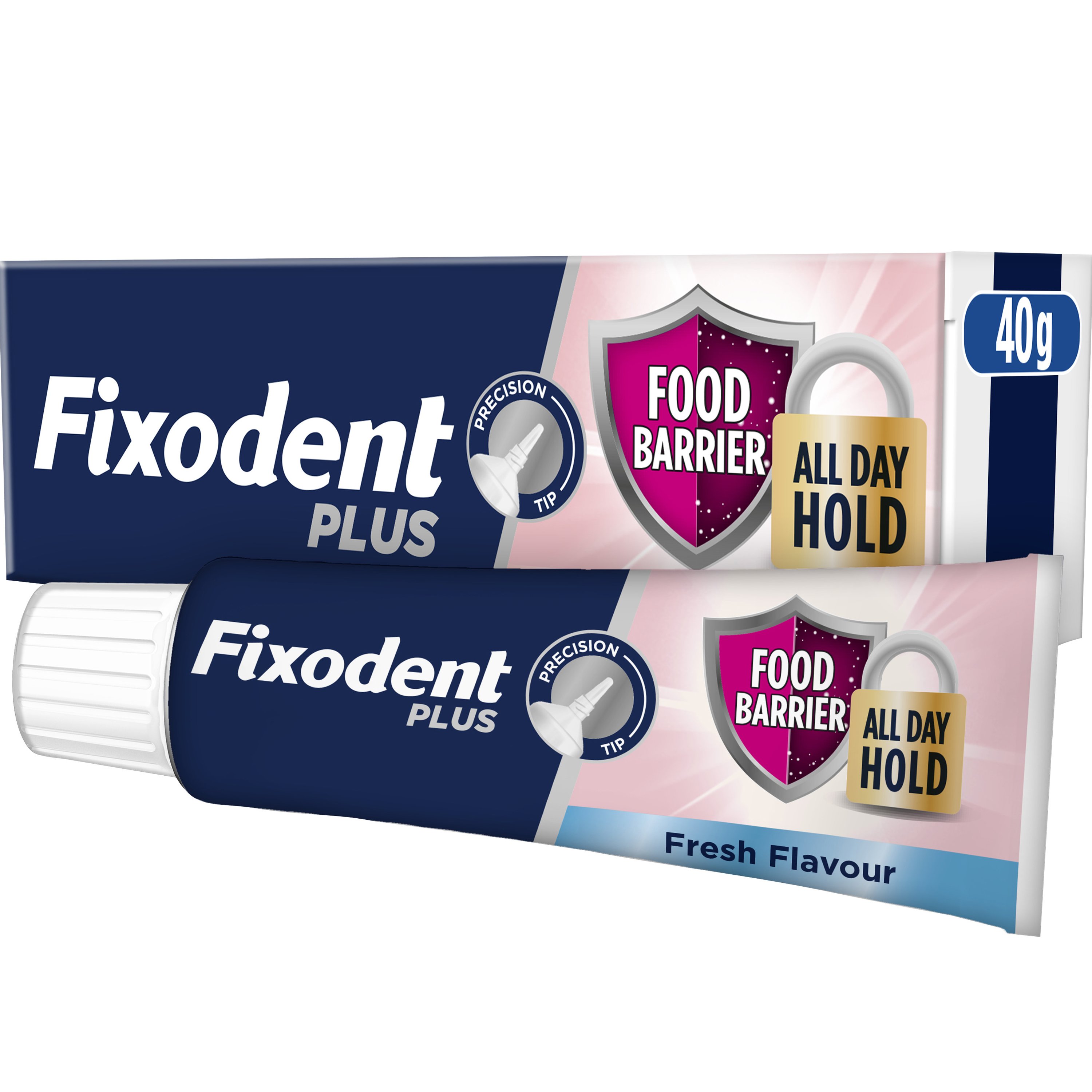 Fixodent Fixodent Plus Food Barrier Fresh Στερεωτική Κρέμα με Δυνατό Κράτημα για Τεχνητές Οδοντοστοιχίες που Αποτρέπει την Εισχώρηση των Τροφών με Γεύση Απαλής Μέντας 40g