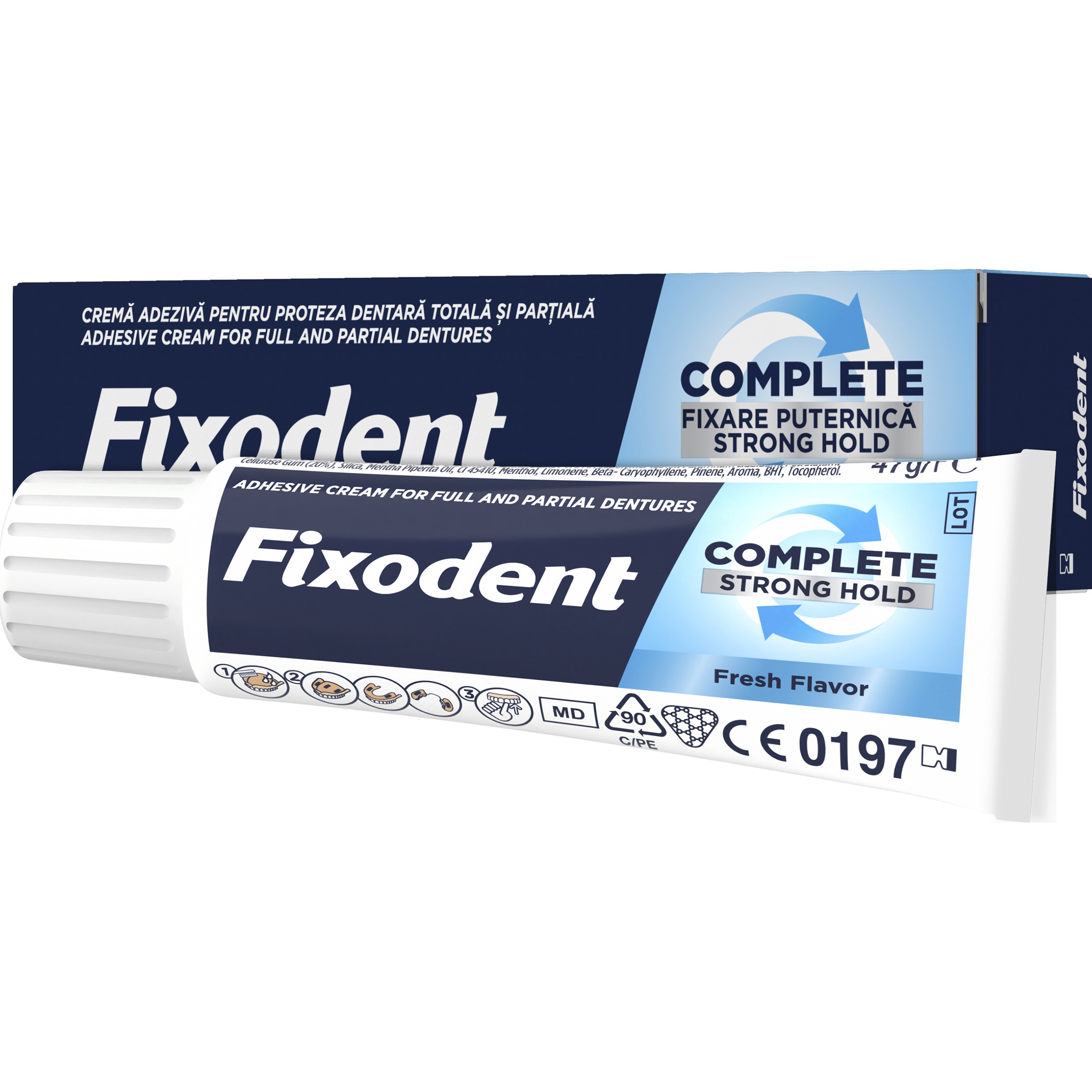 Fixodent Fixodent Complete Strong Hold Fresh Στερεωτική Κρέμα με Δυνατό Κράτημα για Τεχνητή Οδοντοστοιχία με Απαλή Γεύση Μέντας 47g