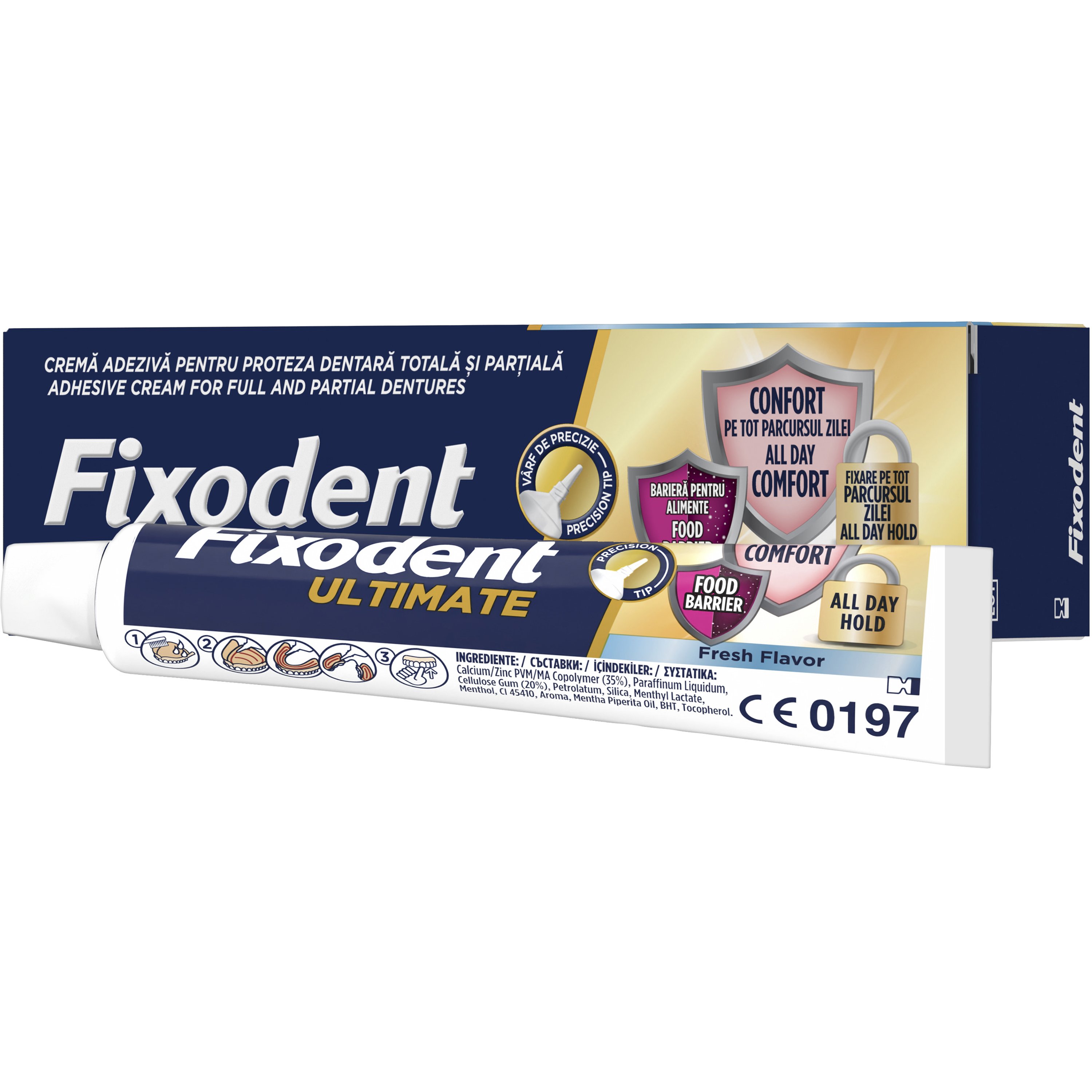Fixodent Fixodent Ultimate Fresh Στερεωτική Κρέμα με Δυνατό Κράτημα για Τεχνητή Οδοντοστοιχία Κατά των Βακτηρίων που Παρέχει Προστασία στα Ούλα με Απαλή Γεύση Μέντας 40g