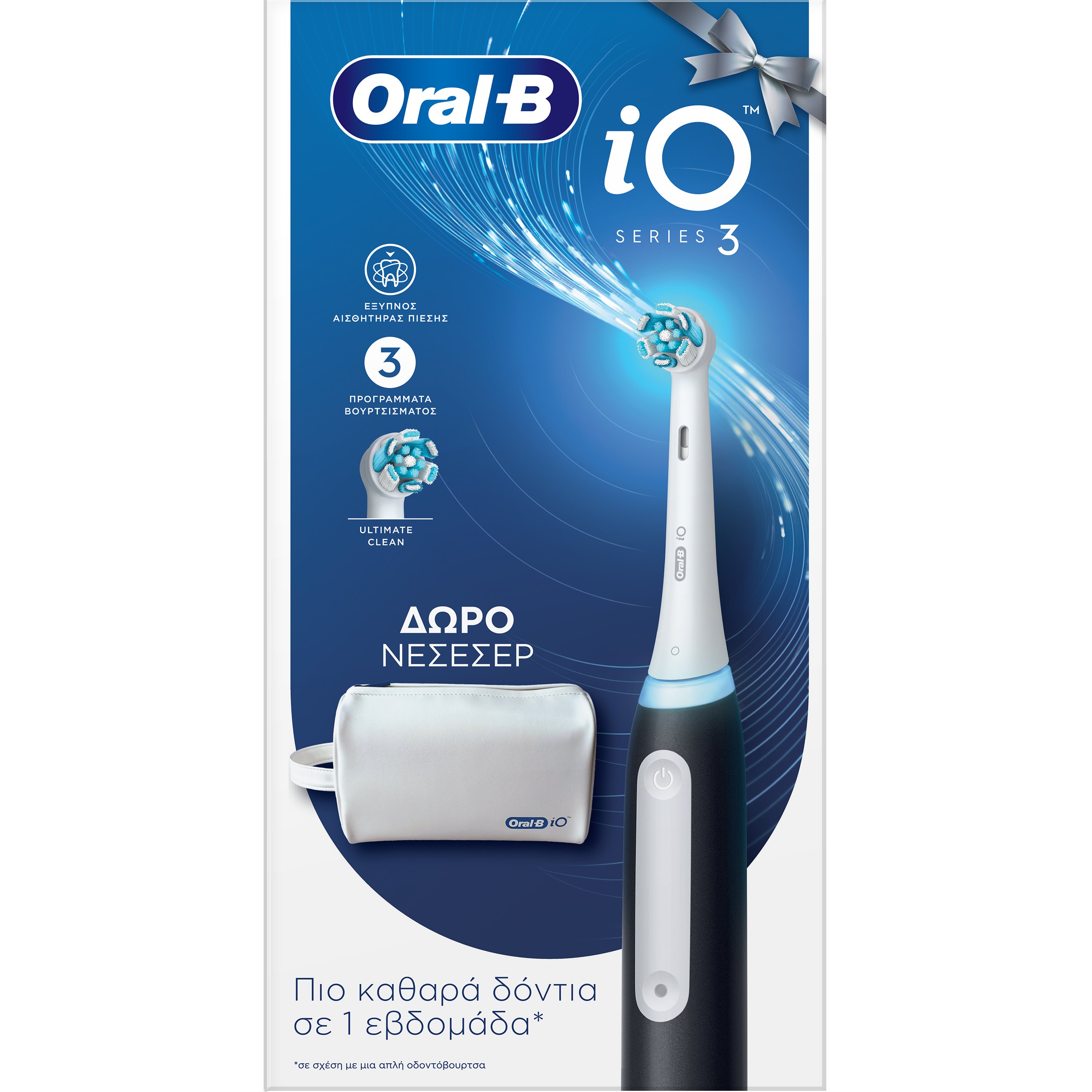 Oral-B Oral-B Promo iO Series 3 Electric Toothbrush Matt Black 1 Τεμάχιο & Δώρο Νεσεσέρ 1 Τεμάχιο