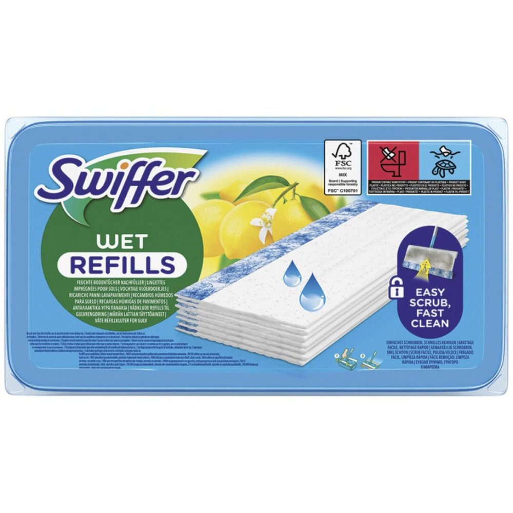 Swiffer Swiffer Wet Refills Easy Scrub Fast Clean Ανταλλακτικά Υγρά Πανάκια με Άρωμα Λεμόνι 10 Τεμάχια