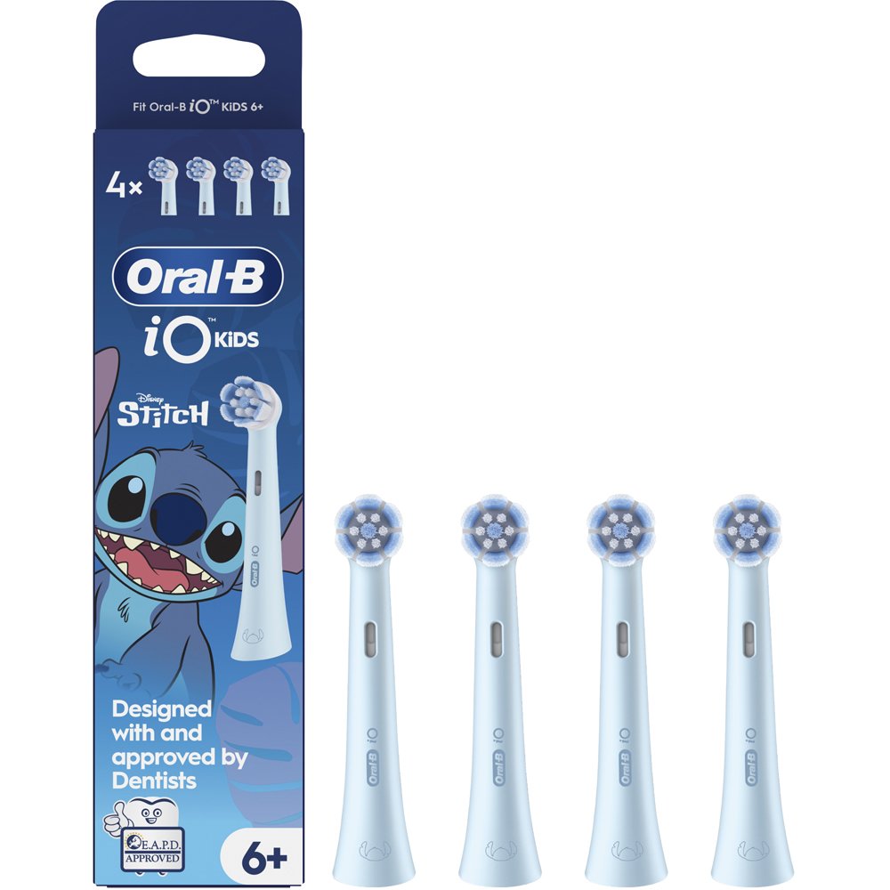 Oral-B Oral-B iO Stitch Kids 6+ Electric Toothbrush Replacement Ανταλλακτικές Κεφαλές Παιδικής Ηλεκτρικής Οδοντόβουρτσας με Μαλακές Ίνες Εμπνευσμένα από το Ήρωα Stitch 4 Τεμάχια