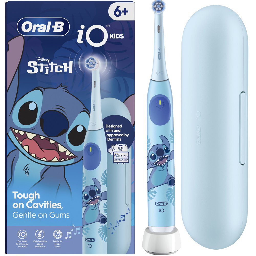 Oral-B Oral-B iO Stitch Kids 6+ Electric Toothbrush Ηλεκτρική Οδοντόβουρτσα με 3 Λειτουργίες Βουρτσίσματος & Χρονοδιακόπτη Μουσικής 2 Λεπτών για Καθημερινή Προστασία Έναντι της Τερηδόνας Εμπνευσμένη από το Ήρωα Stitch για Παιδιά από 6 Ετών 1 Τεμάχιο