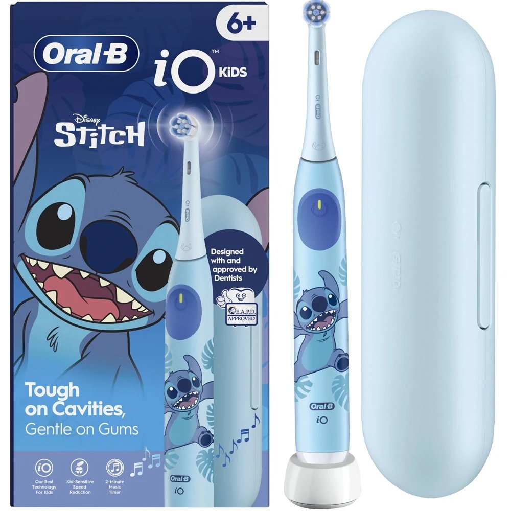 Oral-B Oral-B iO Stitch Kids 6+ Electric Toothbrush Ηλεκτρική Οδοντόβουρτσα με 3 Λειτουργίες Βουρτσίσματος & Χρονοδιακόπτη Μουσικής 2 Λεπτών για Καθημερινή Προστασία Έναντι της Τερηδόνας Εμπνευσμένη από το Ήρωα Stitch για Παιδιά από 6 Ετών 1 Τεμάχιο