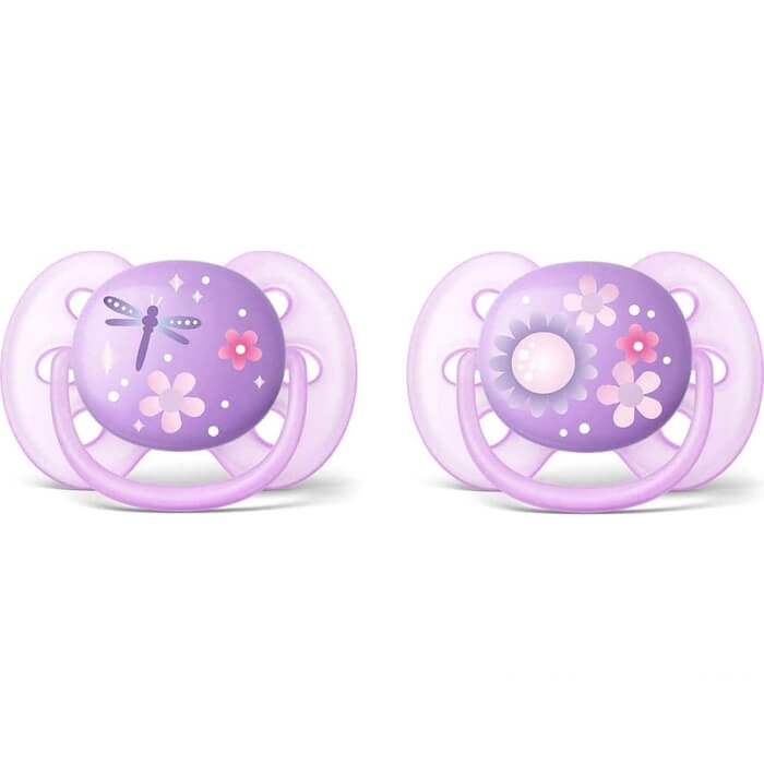 Avent Ορθοδοντική Πιπίλα Σιλικόνης Ultra Soft 6-18 Μηνών για Κορίτσι 2τμχ SCF227/22