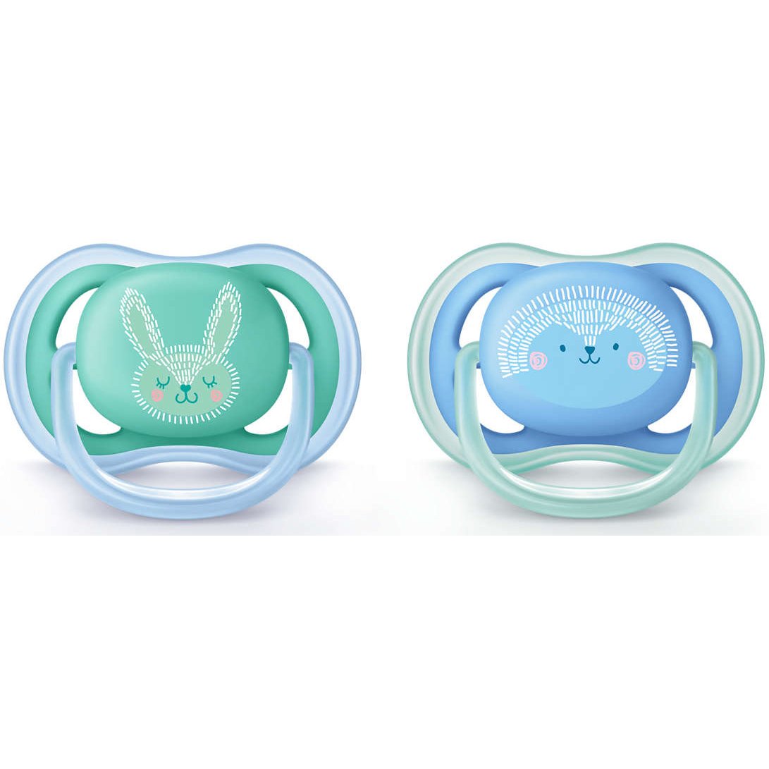 Avent Ultra Air Ορθοδοντική Πιπίλα Σιλικόνης με Κρίκο για Αγόρια, 6-18 Μηνών 2 Τεμάχια SCF344/22