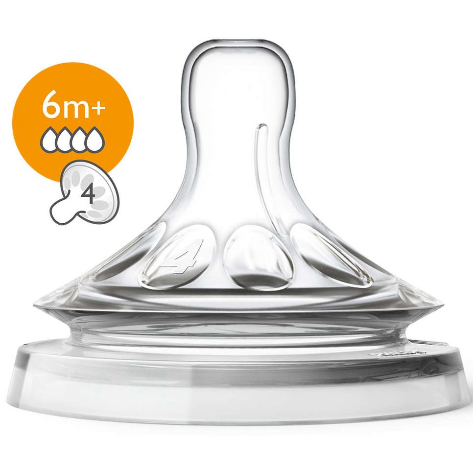 Avent Natural Μαλακή Θηλή Σιλικόνης Γρήγορης Ροής με Ανάγλυφη Υφή, από 6 Μηνών 2 Τεμάχια SCF044/27