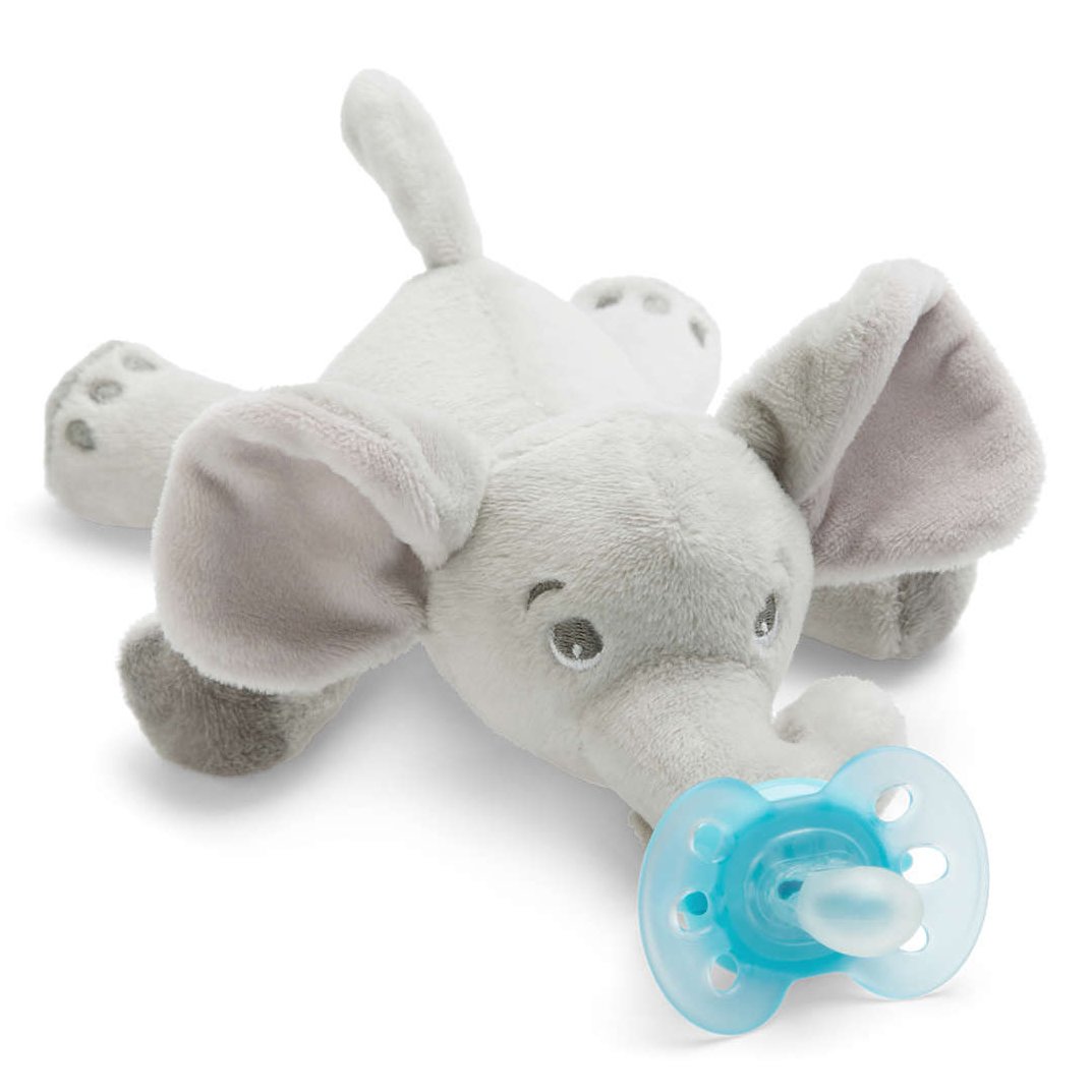Avent Snuggle Λούτρινο Ελέφαντας – Μαλακή Ορθοδοντική Πιπίλα 0-6 Μηνών SCF348/13