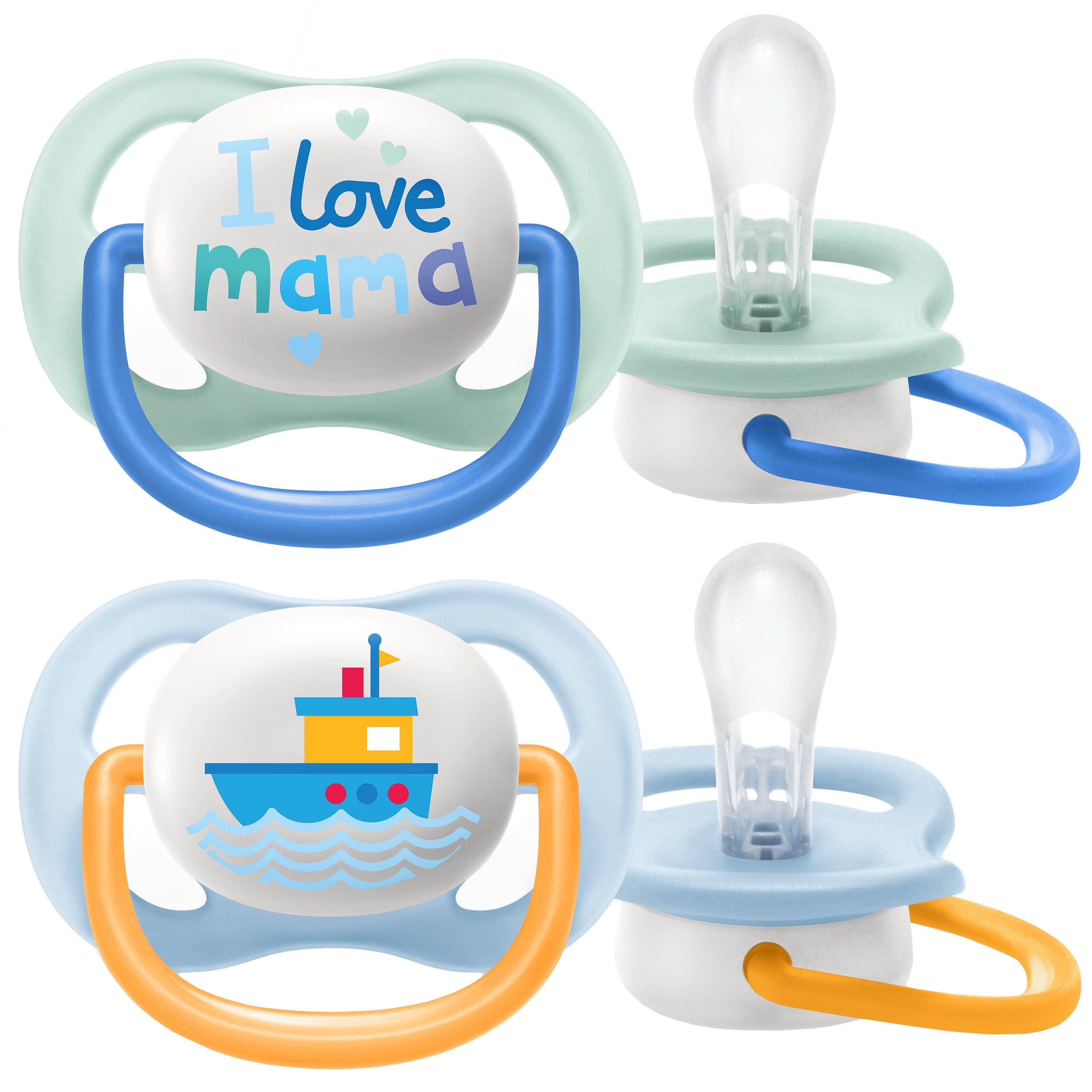 Avent Ultra Air Happy Silicone Soother 0-6m Κωδ SCF080/01 Ορθοδοντική Πιπίλα Σιλικόνης που Επιτρέπει στο Ευαίσθητο Δέρμα να Αναπνέει με Κρίκο 2 Τεμάχια