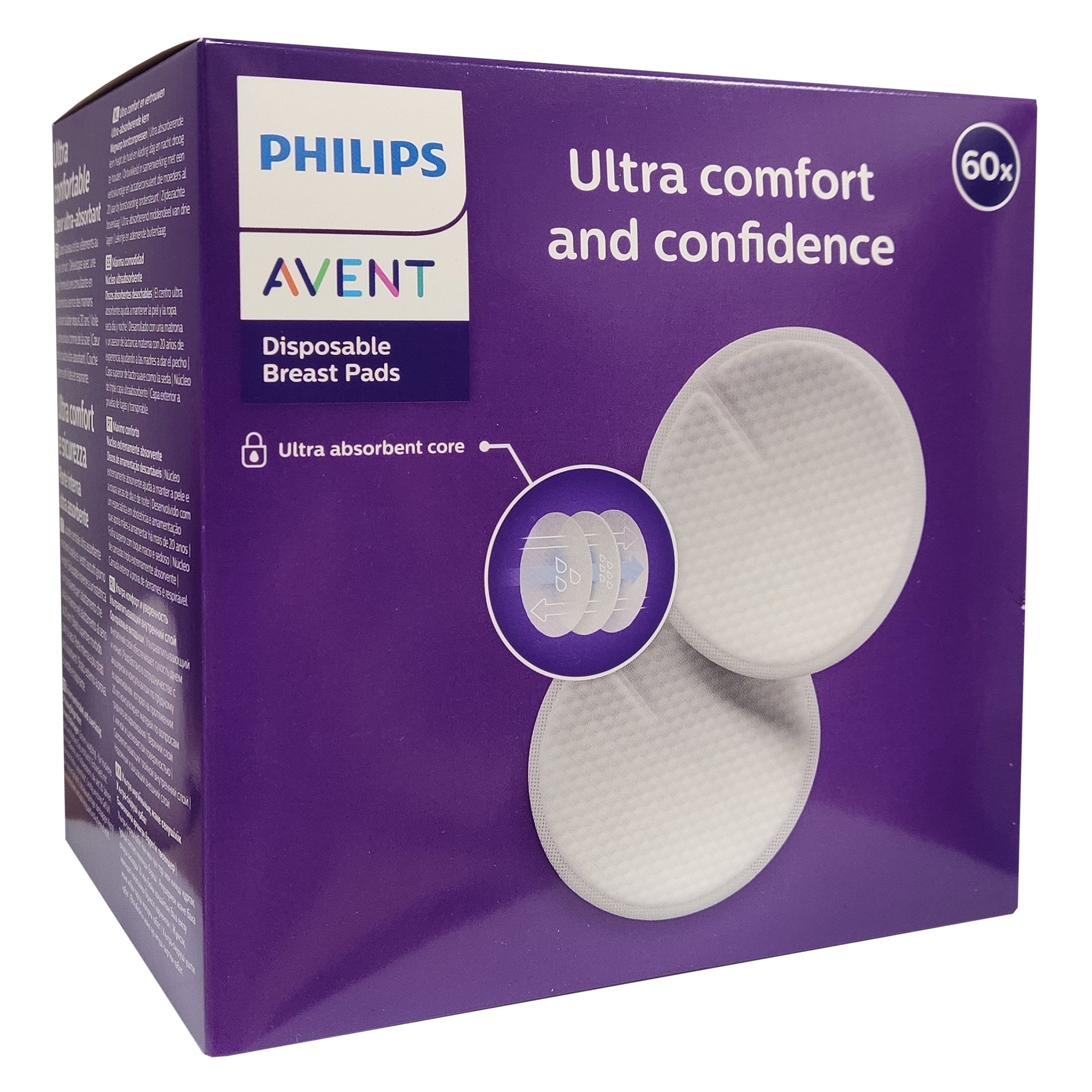 Avent Ultra Comfort and Confidence Επιθέματα Στήθους μιας Χρήσης για Εξαιρετική Άνεση & Αξιοπιστία 60 τεμάχια SCF254/61