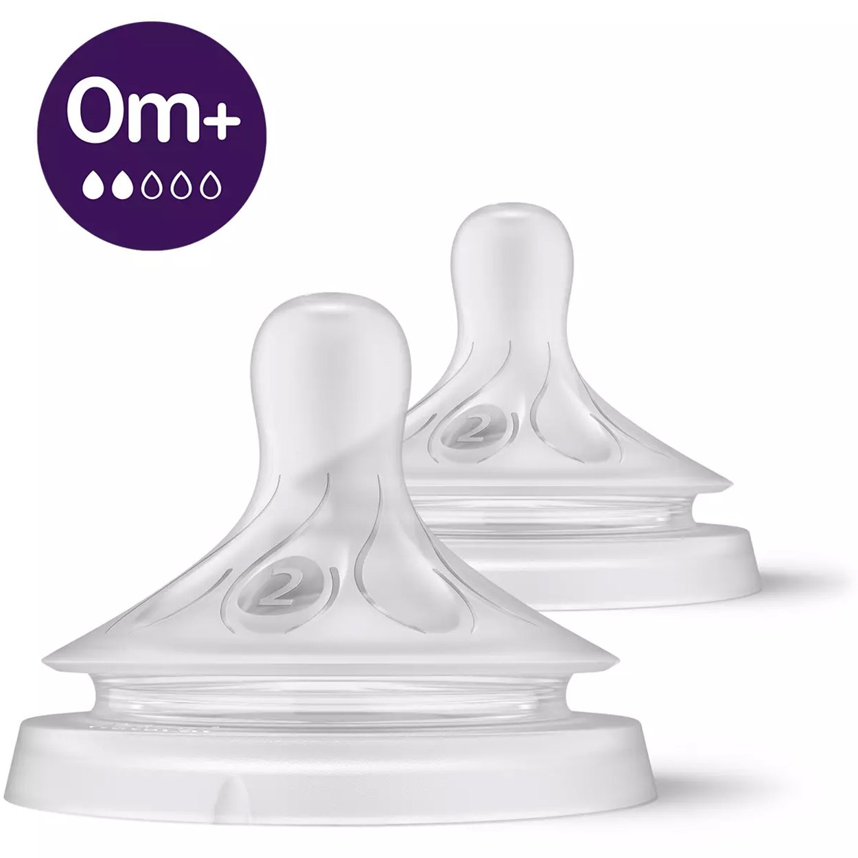 Philips Avent Philips Avent Natural Response Teat 0m+ Θηλή Σιλικόνης Ροής 2 Οπών 2 Τεμάχια, Κωδ SCY962/02