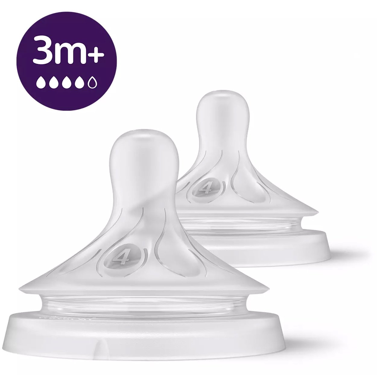 Philips Avent Philips Avent Natural Response Teat 3m+ Θηλή Σιλικόνης Ροής 4 Οπών 2 Τεμάχια, Κωδ SCY964/02
