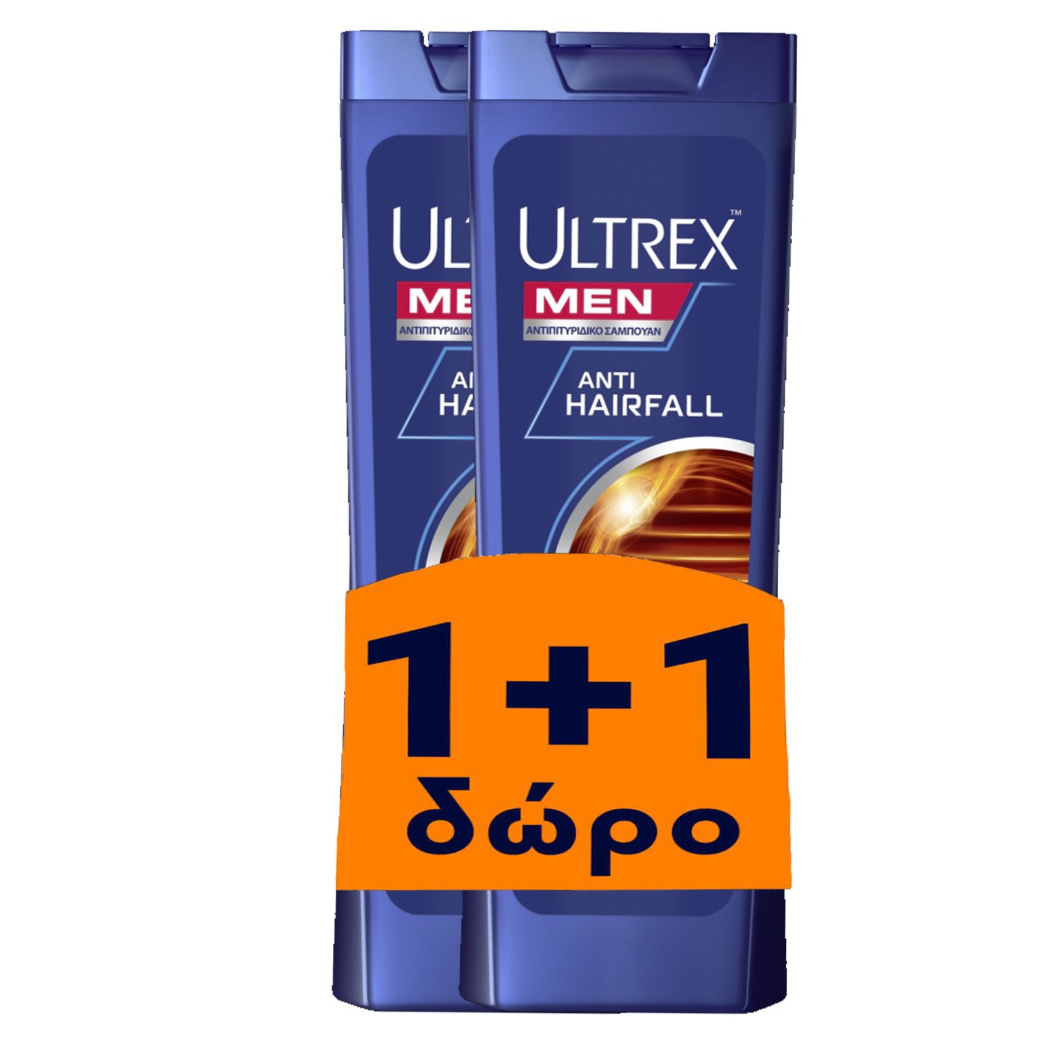 Ultrex Πακέτο Προσφοράς Anti Hairfall Shampoo Ανδρικό Αντιπιτυριδικό Σαμπουάν για Αδύναμα Μαλλιά που Σπάνε 2x360ml 1+1 Δώρο