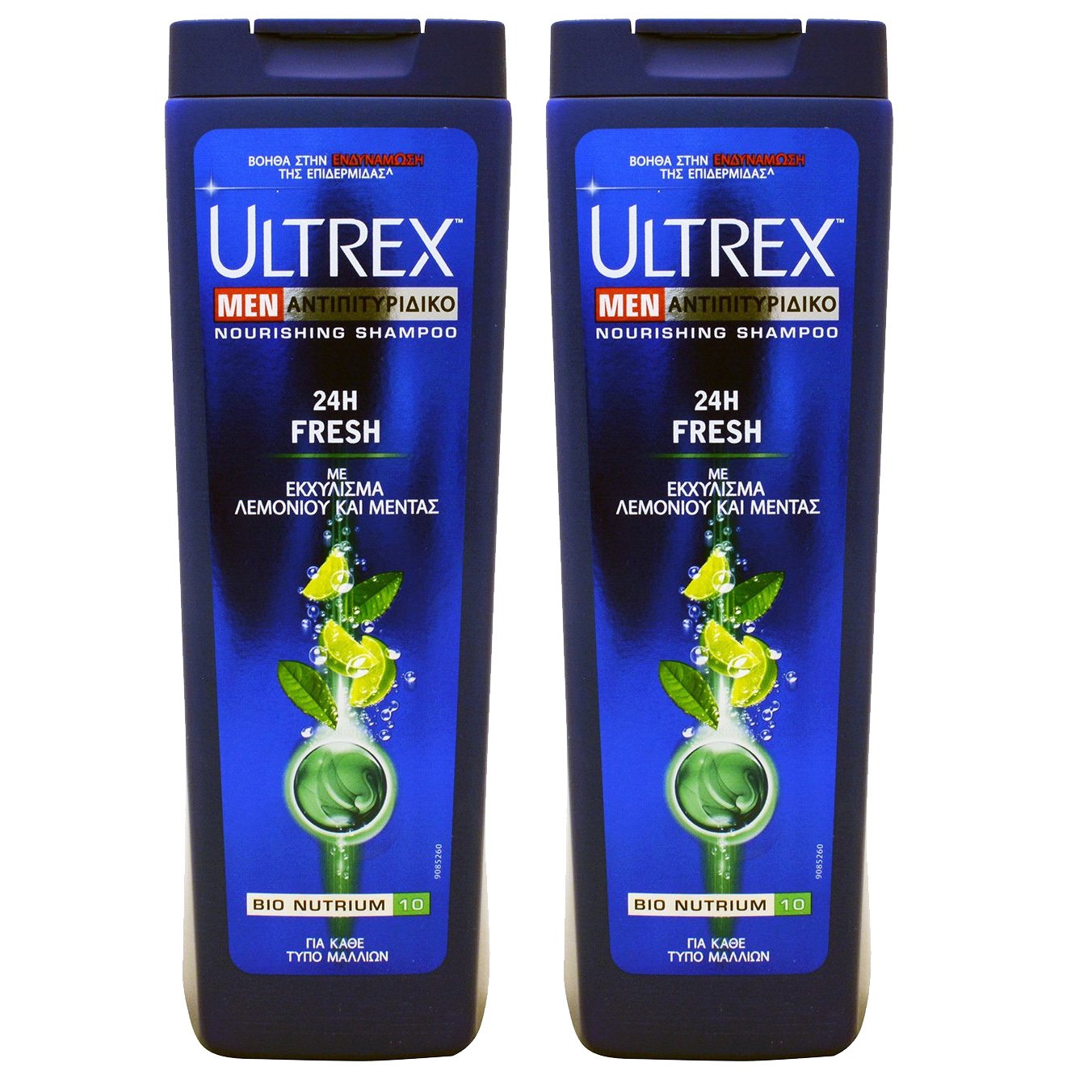 Ultrex Πακέτο Προσφοράς Men 24h Fresh Αντιπιτυριδικό Σαμπουάν με Εκχύλισμα Λεμονιού & Μέντας για Αίσθηση Φρεσκάδας 2x360ml