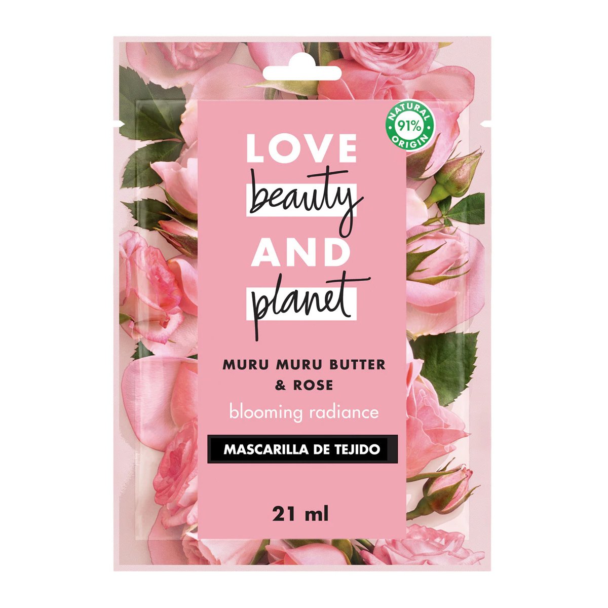Love Beauty & Planet Muru Muru Butter & Rose Blooming Radiance Sheet Face Mask 1x 21ml